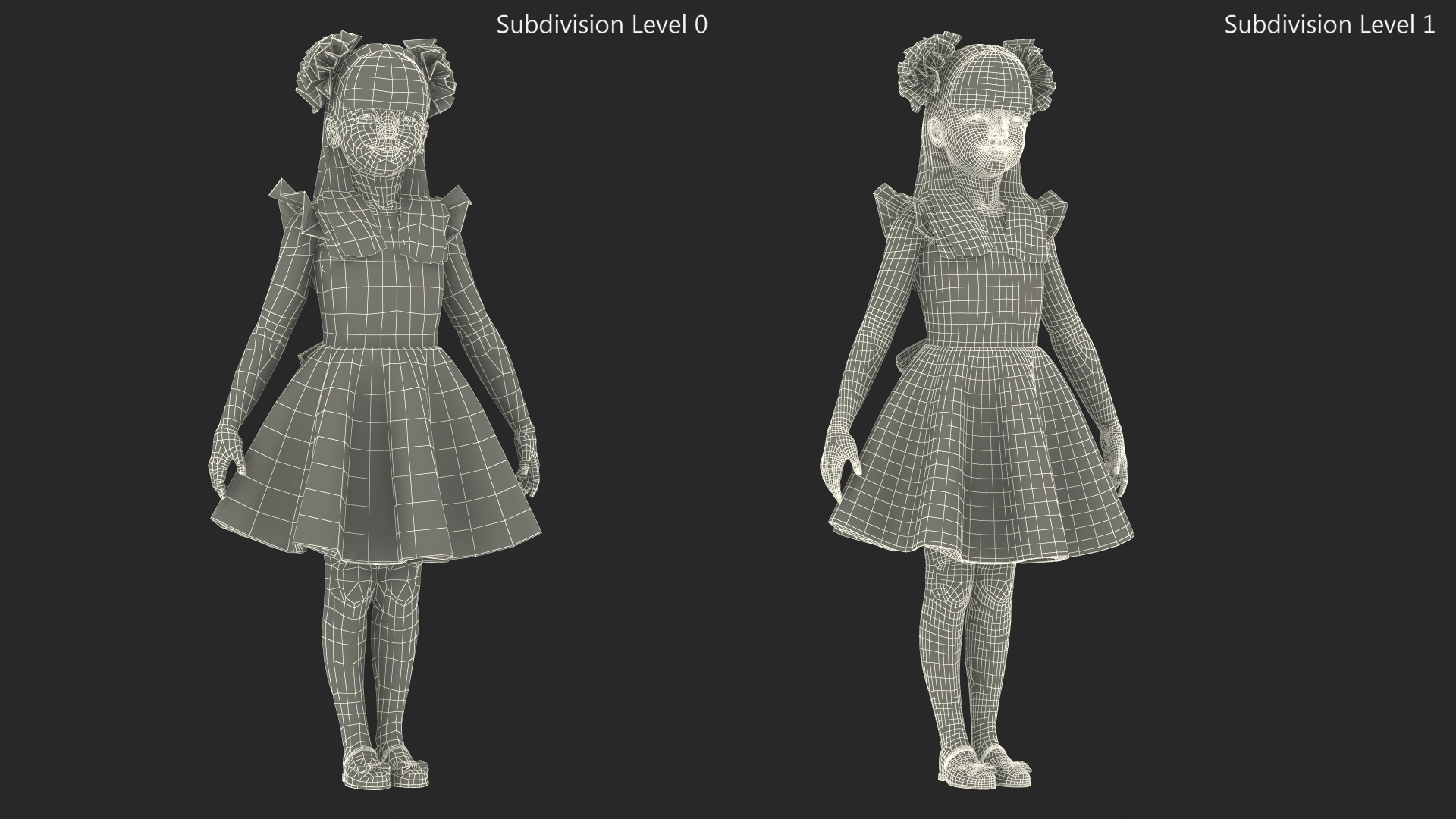 3D Child Girl Party Dress Rigged for Cinema 4D model