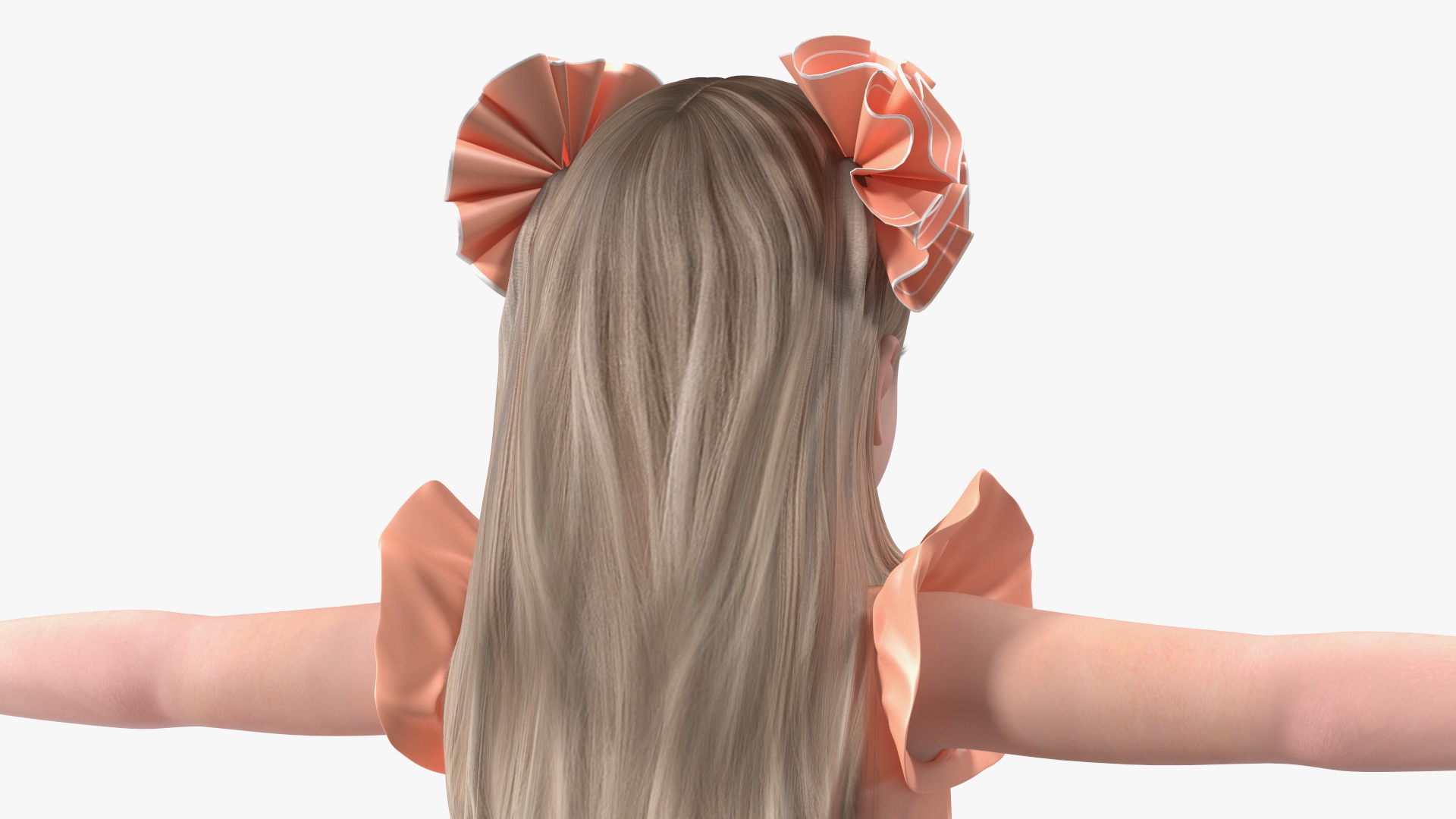 3D Child Girl Party Dress Rigged for Cinema 4D model