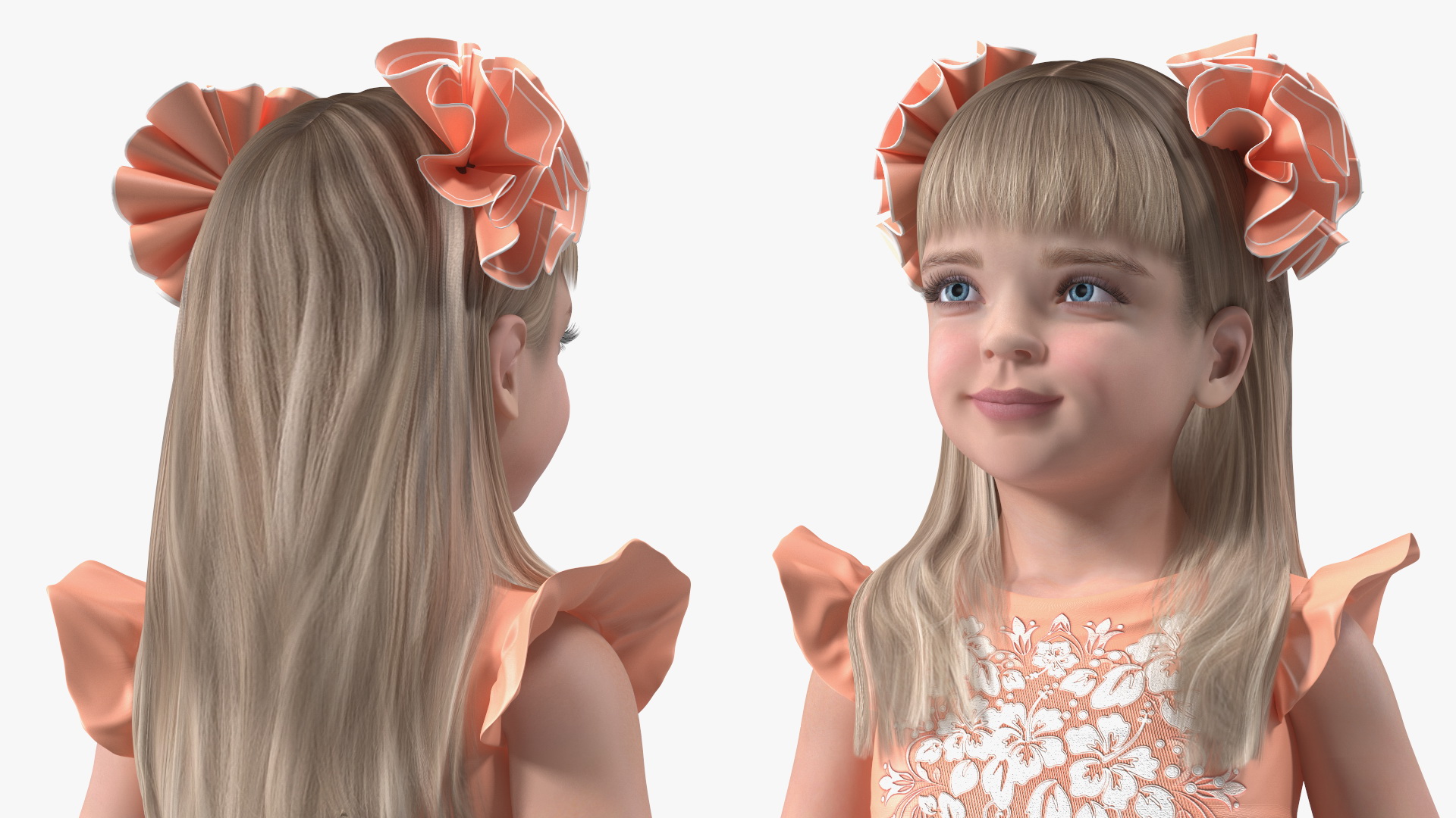 3D Child Girl Party Dress Rigged for Cinema 4D model