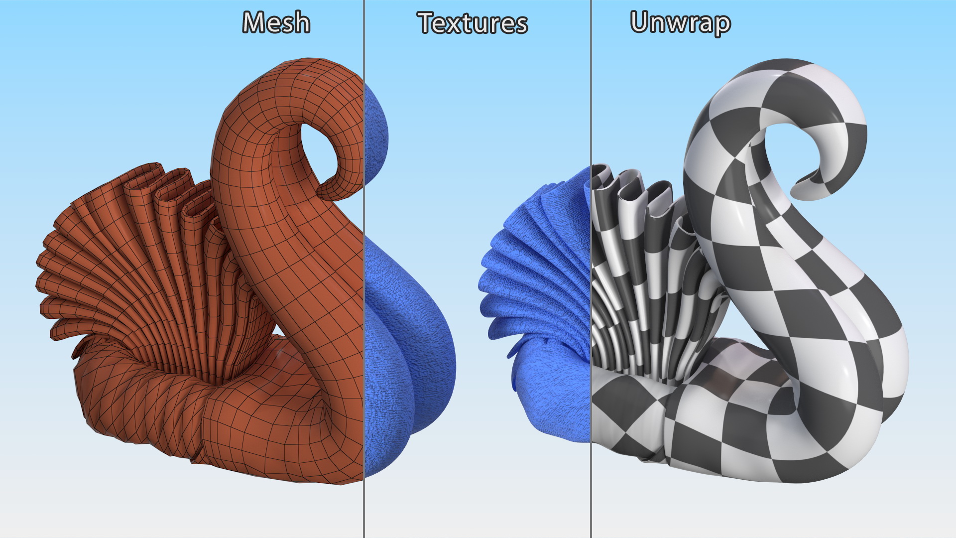Designer Towel Swan Blue 3D model