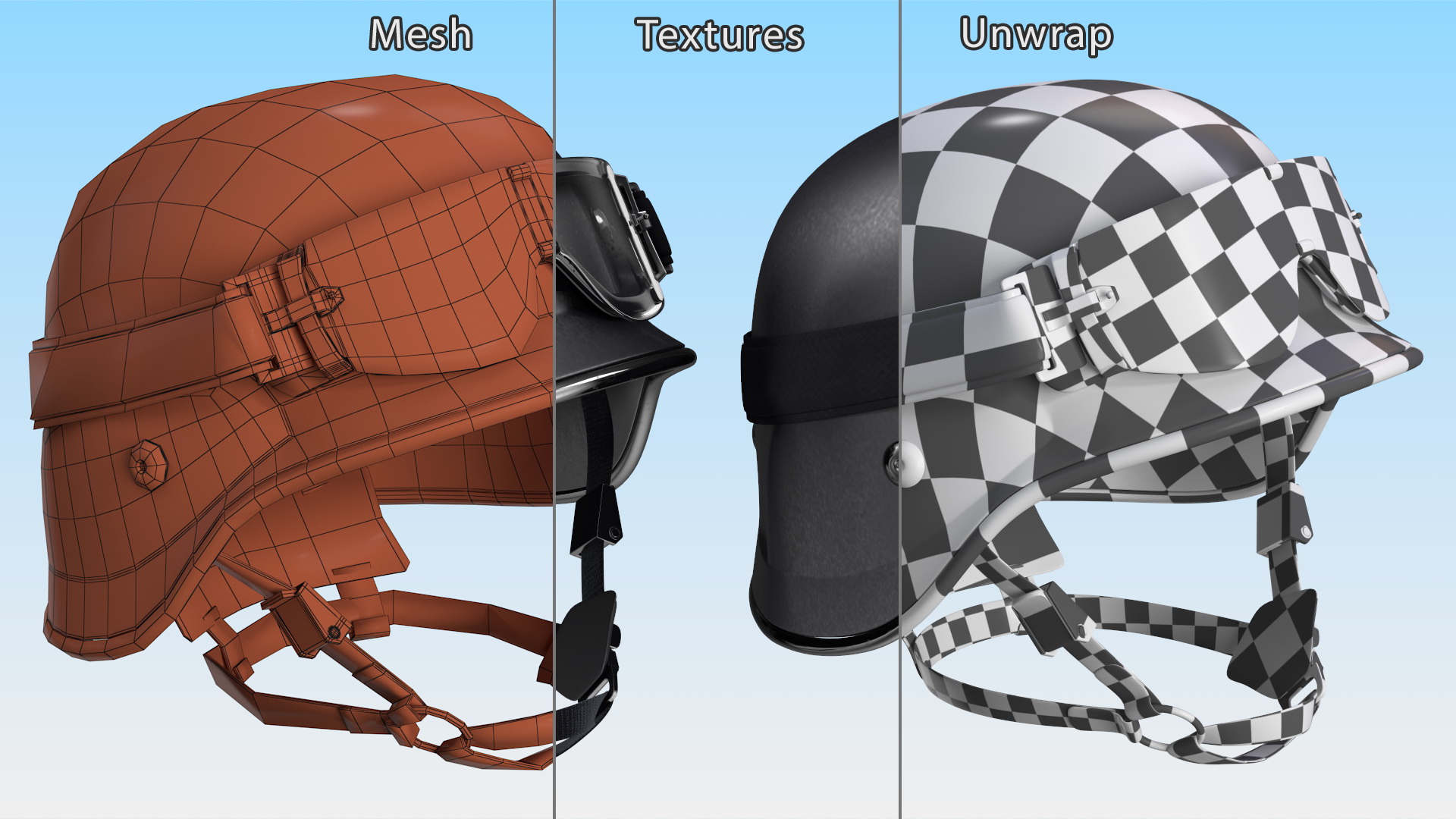 Tactical Helmet with Visor Glasses 3D model