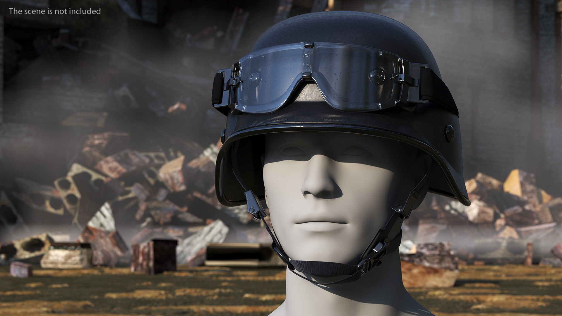 Tactical Helmet with Visor Glasses 3D model