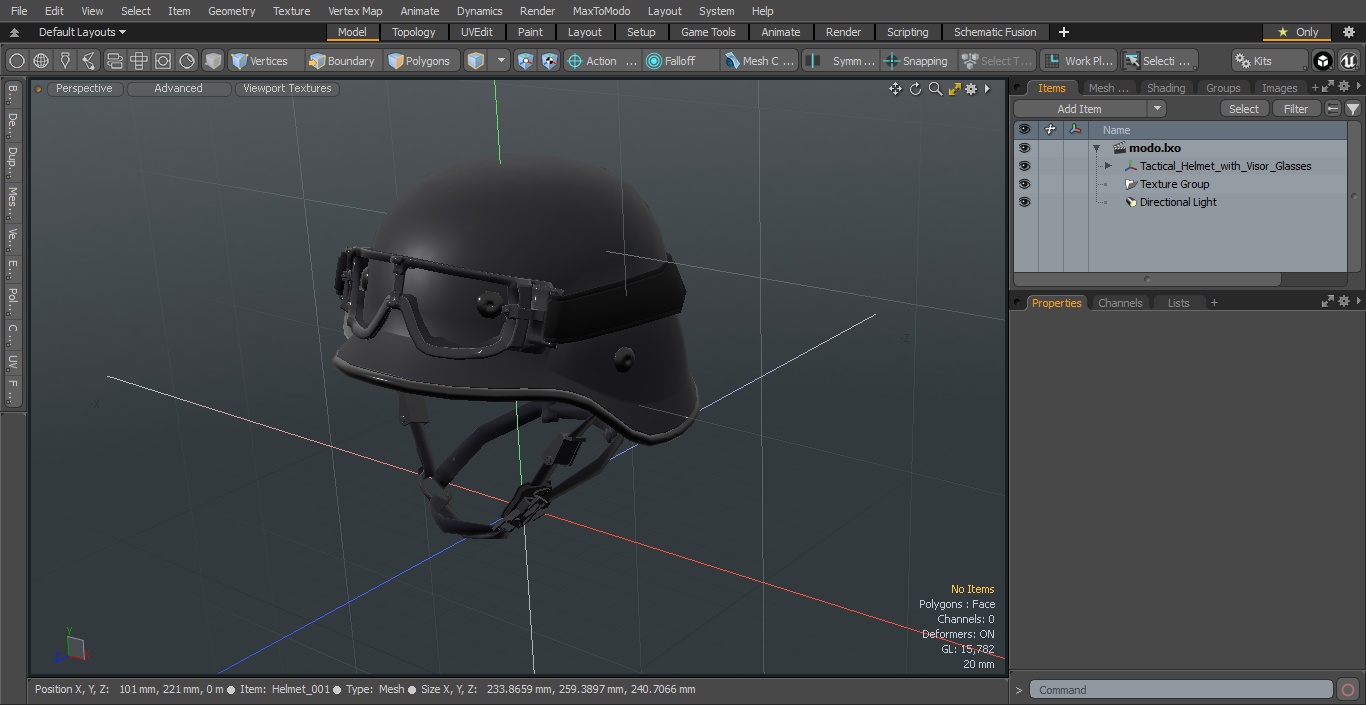 Tactical Helmet with Visor Glasses 3D model