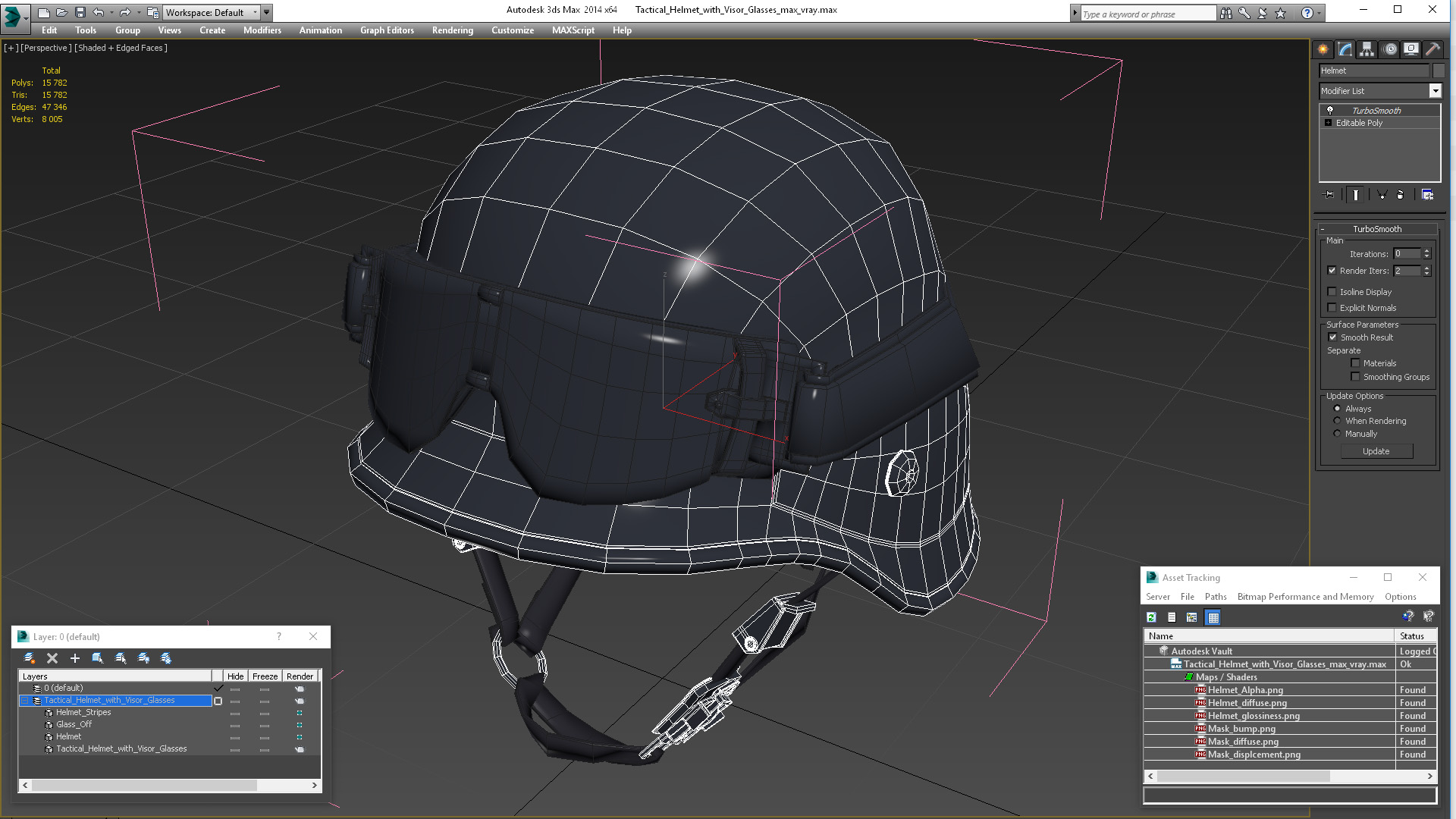 Tactical Helmet with Visor Glasses 3D model