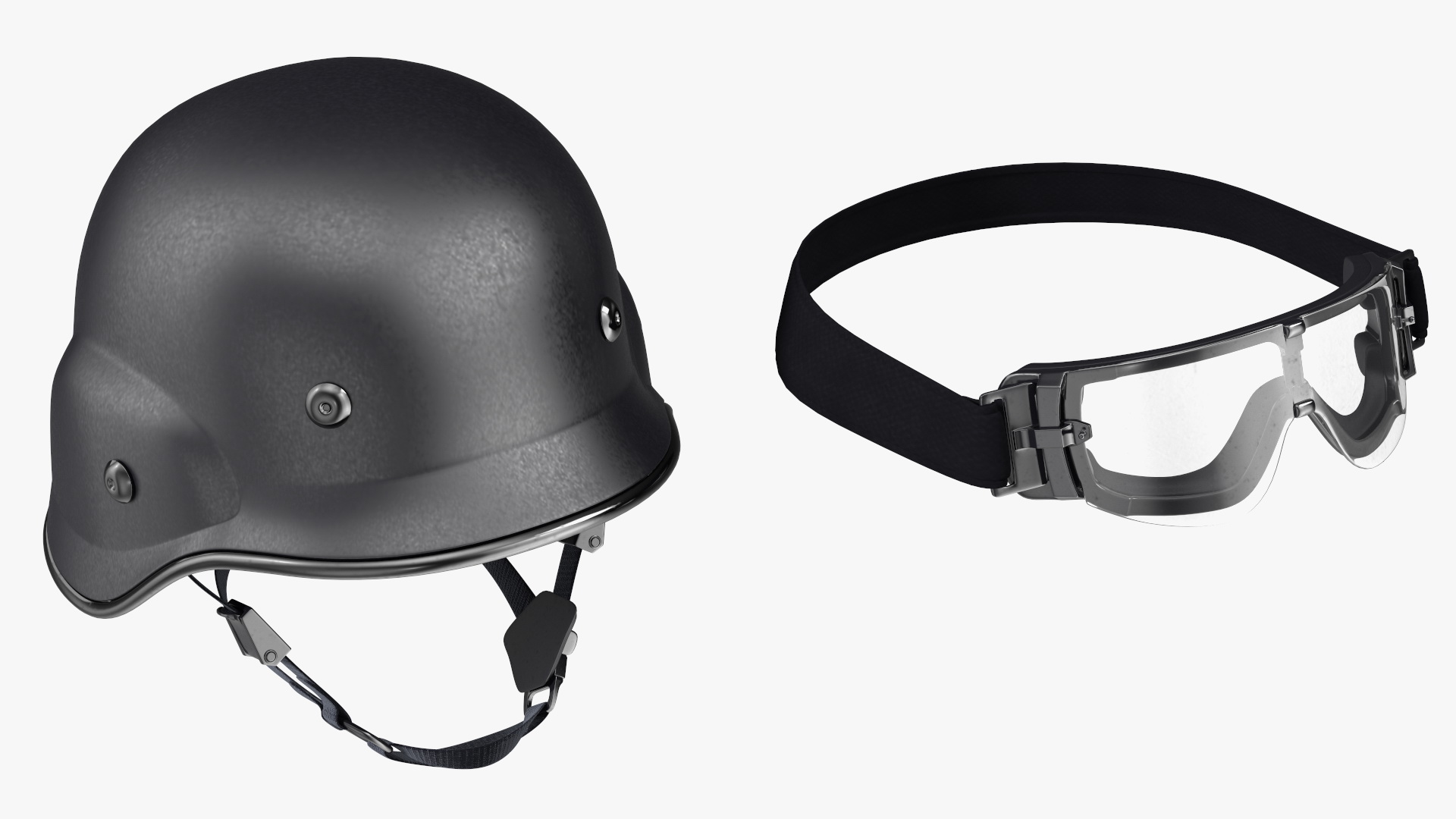 Tactical Helmet with Visor Glasses 3D model