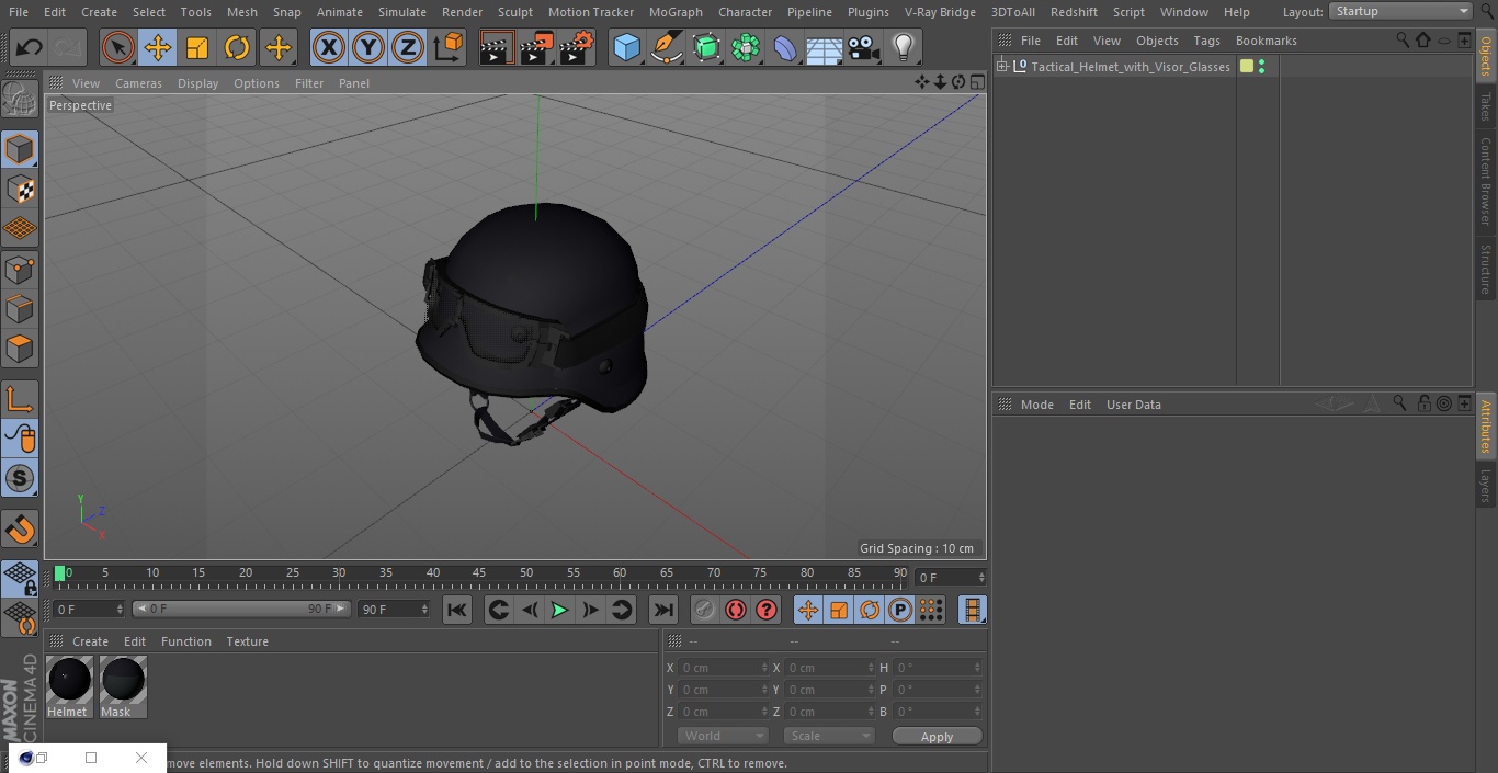 Tactical Helmet with Visor Glasses 3D model