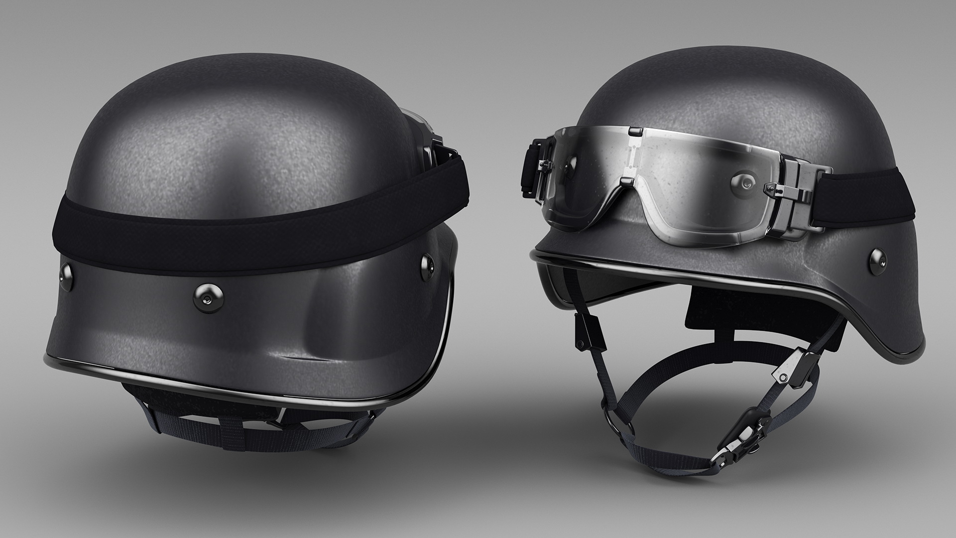 Tactical Helmet with Visor Glasses 3D model