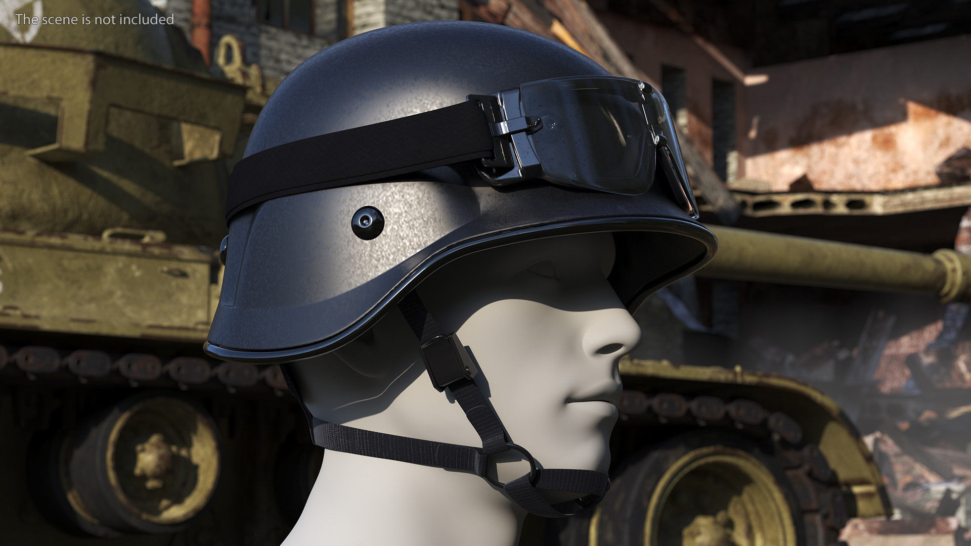 Tactical Helmet with Visor Glasses 3D model