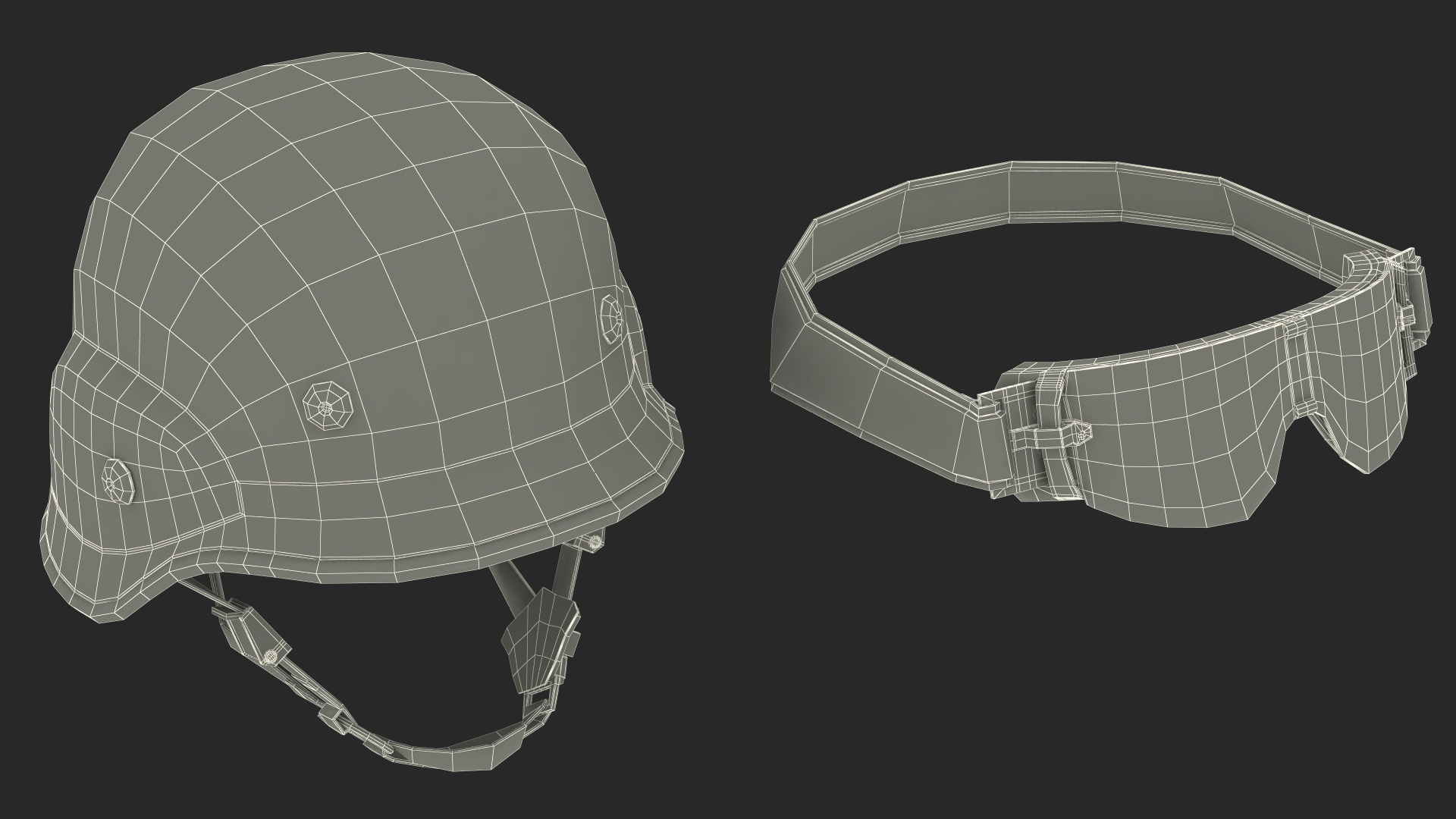 Tactical Helmet with Visor Glasses 3D model