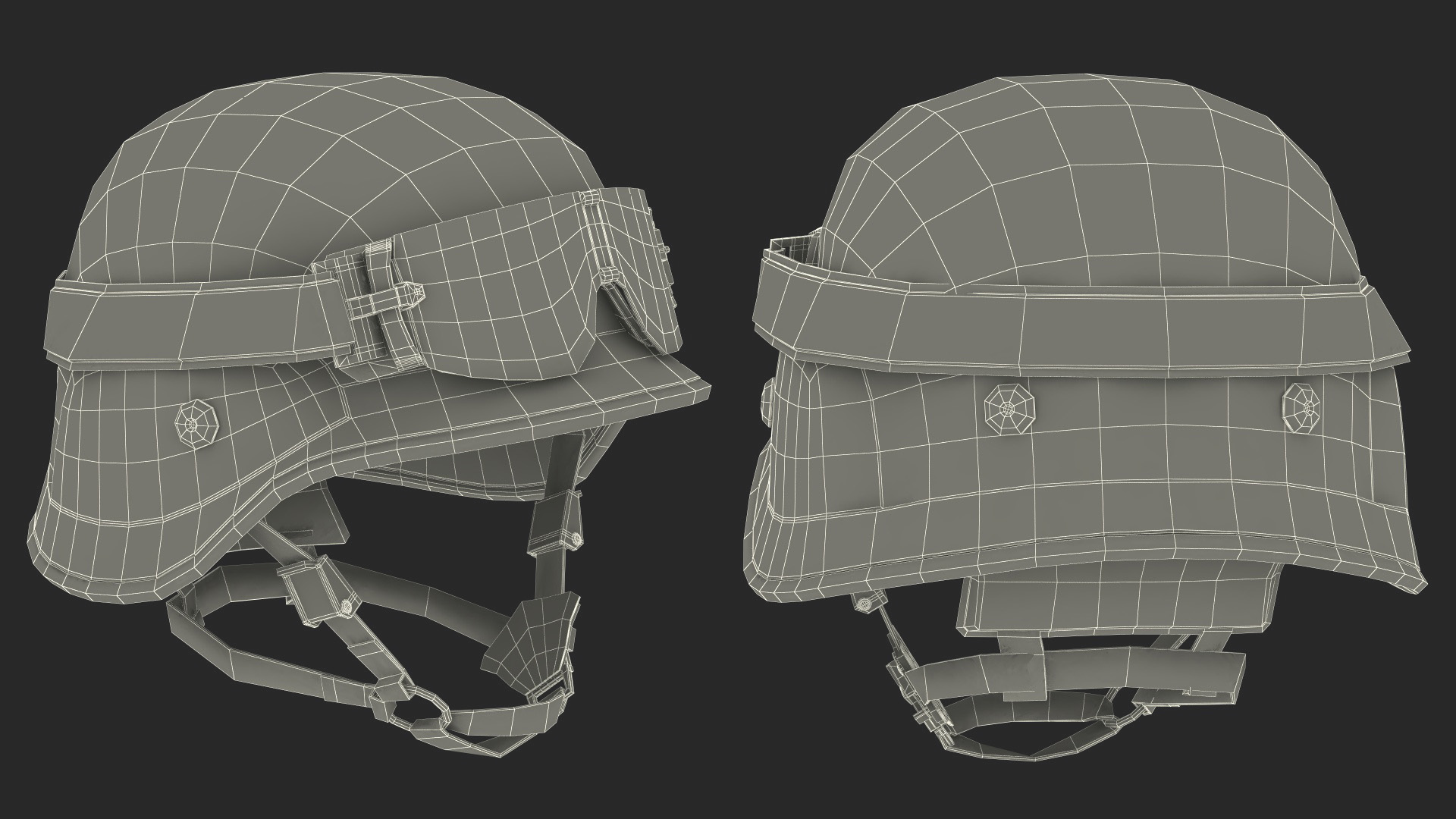 Tactical Helmet with Visor Glasses 3D model