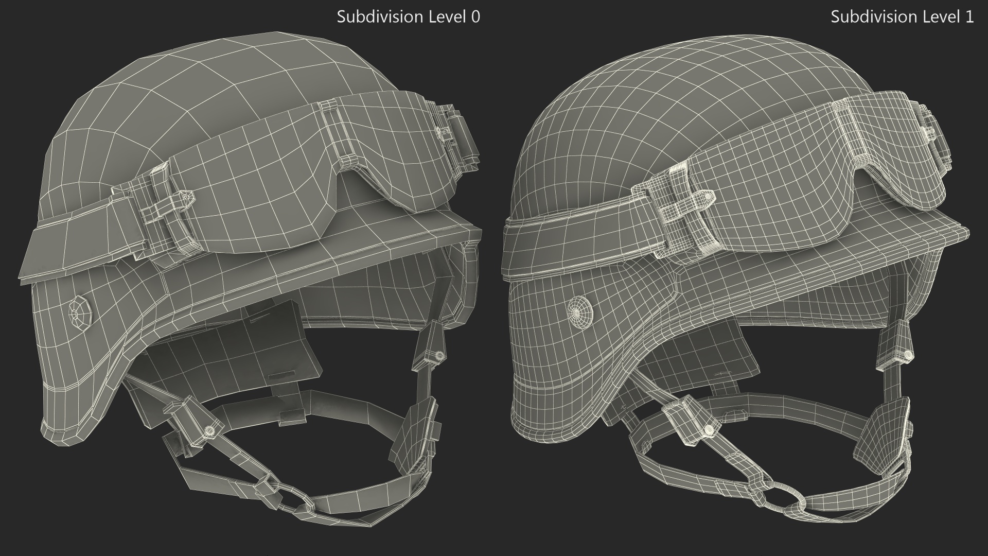Tactical Helmet with Visor Glasses 3D model
