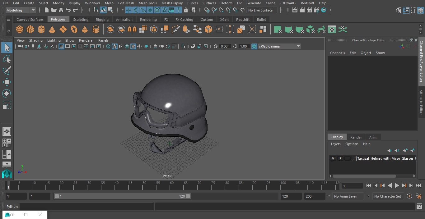 Tactical Helmet with Visor Glasses 3D model