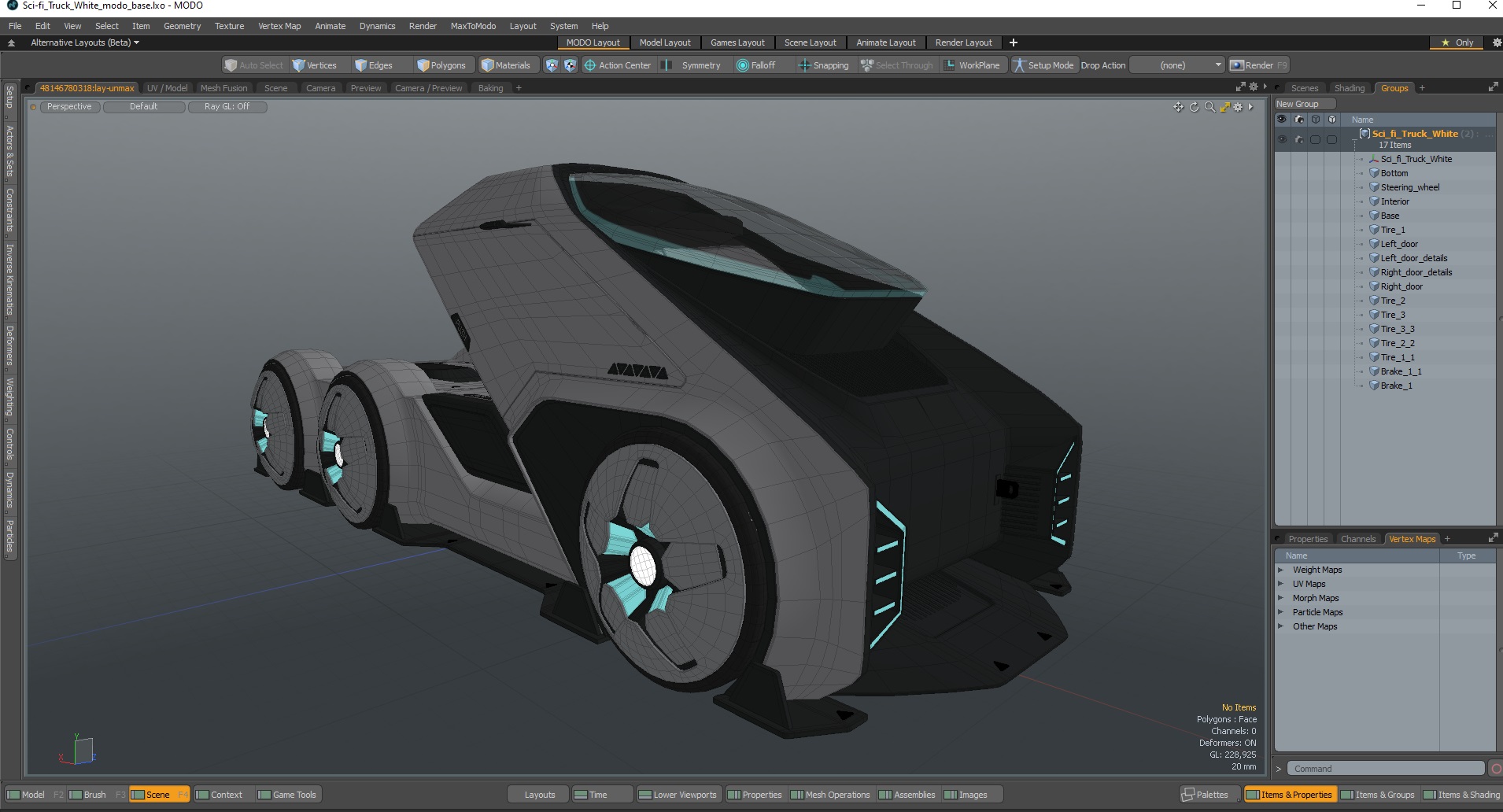 3D Sci-fi Truck White model