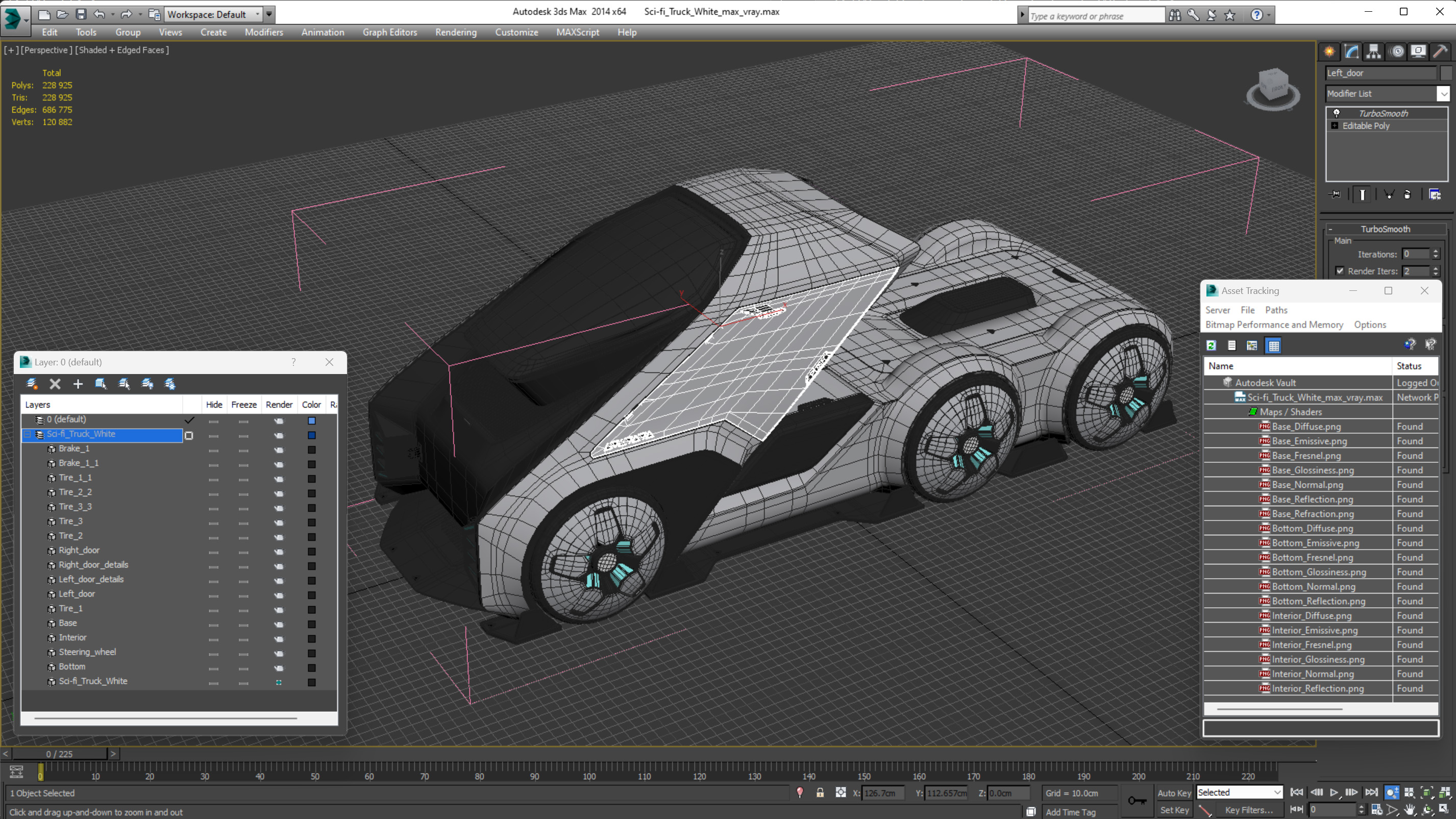 3D Sci-fi Truck White model