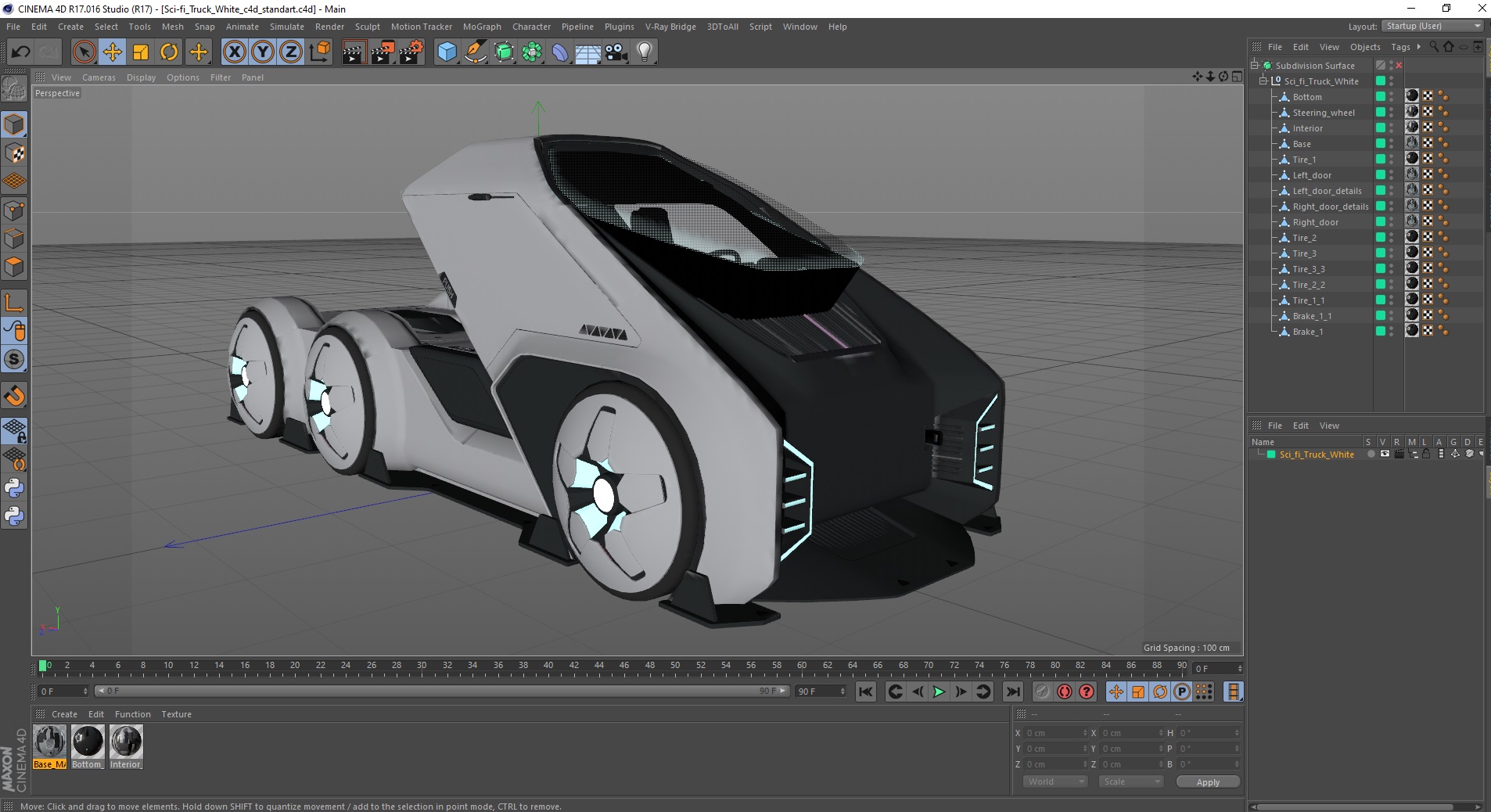 3D Sci-fi Truck White model