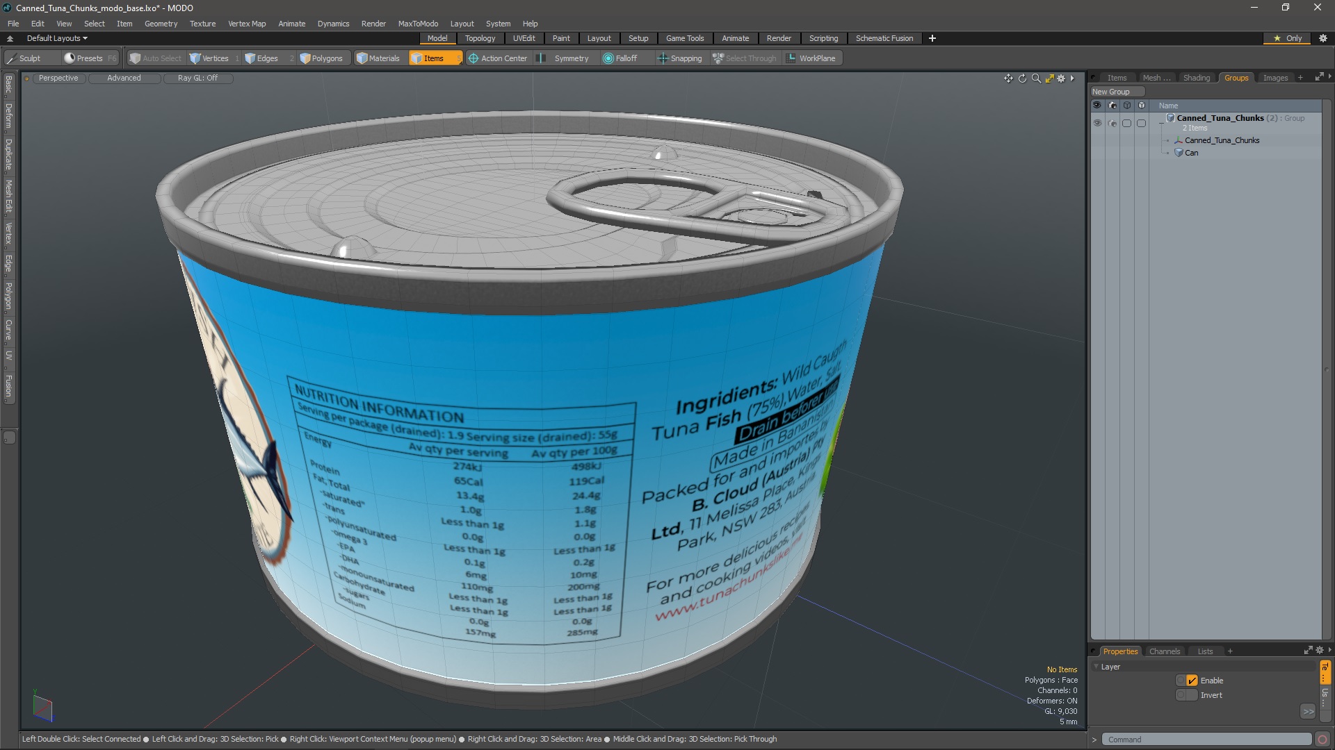 3D Canned Tuna Chunks model