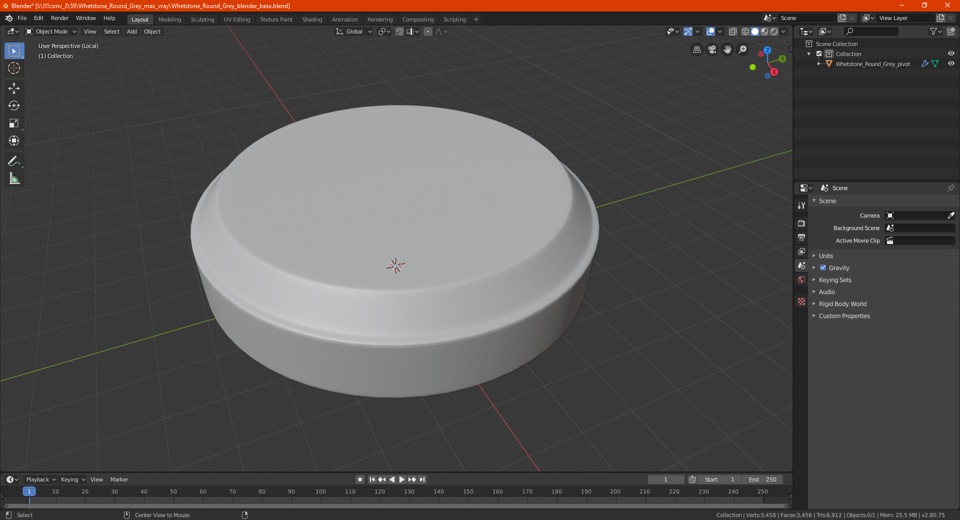 3D model Whetstone Round Grey