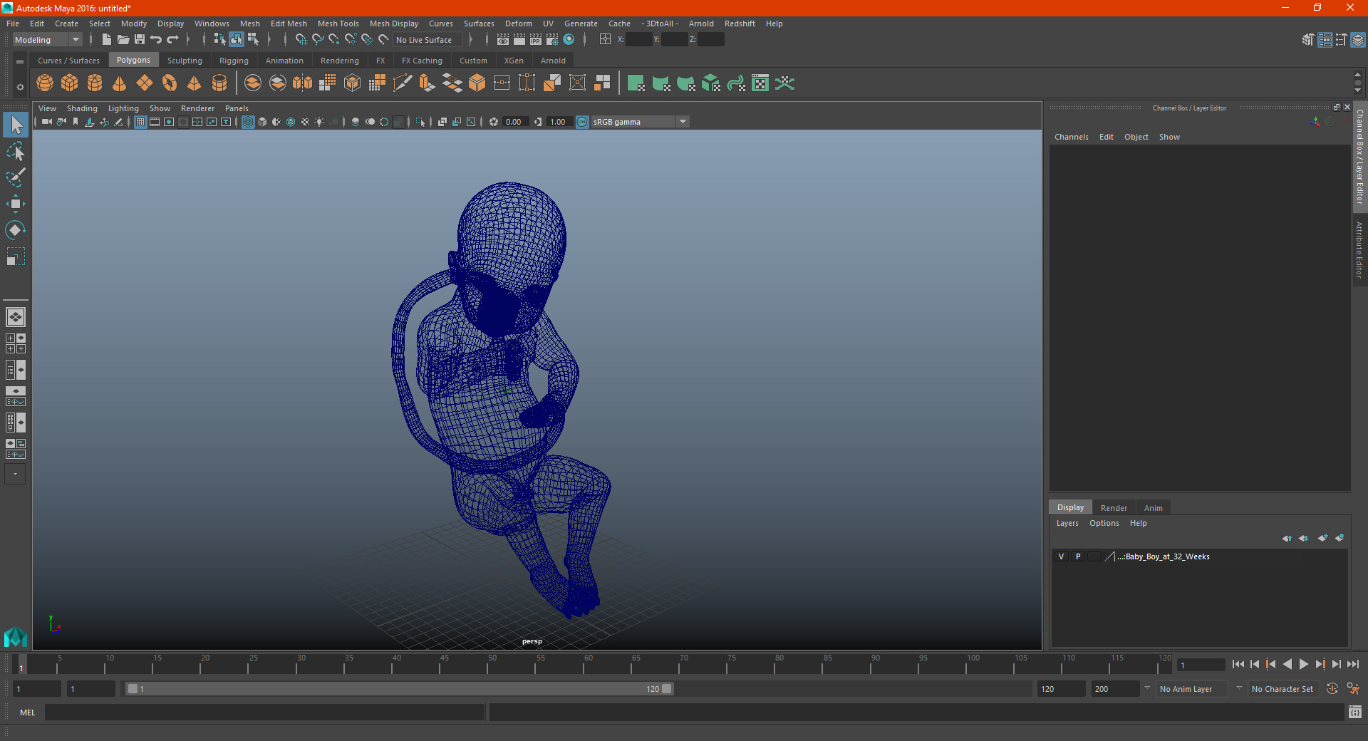3D model Baby Boy at 32 Weeks