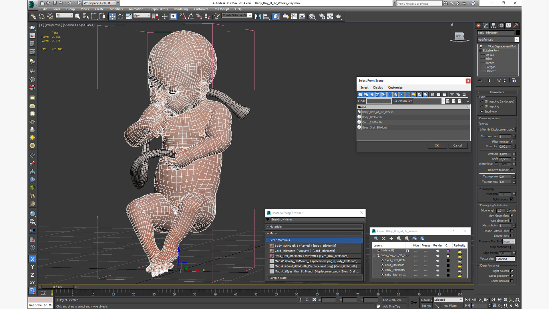 3D model Baby Boy at 32 Weeks