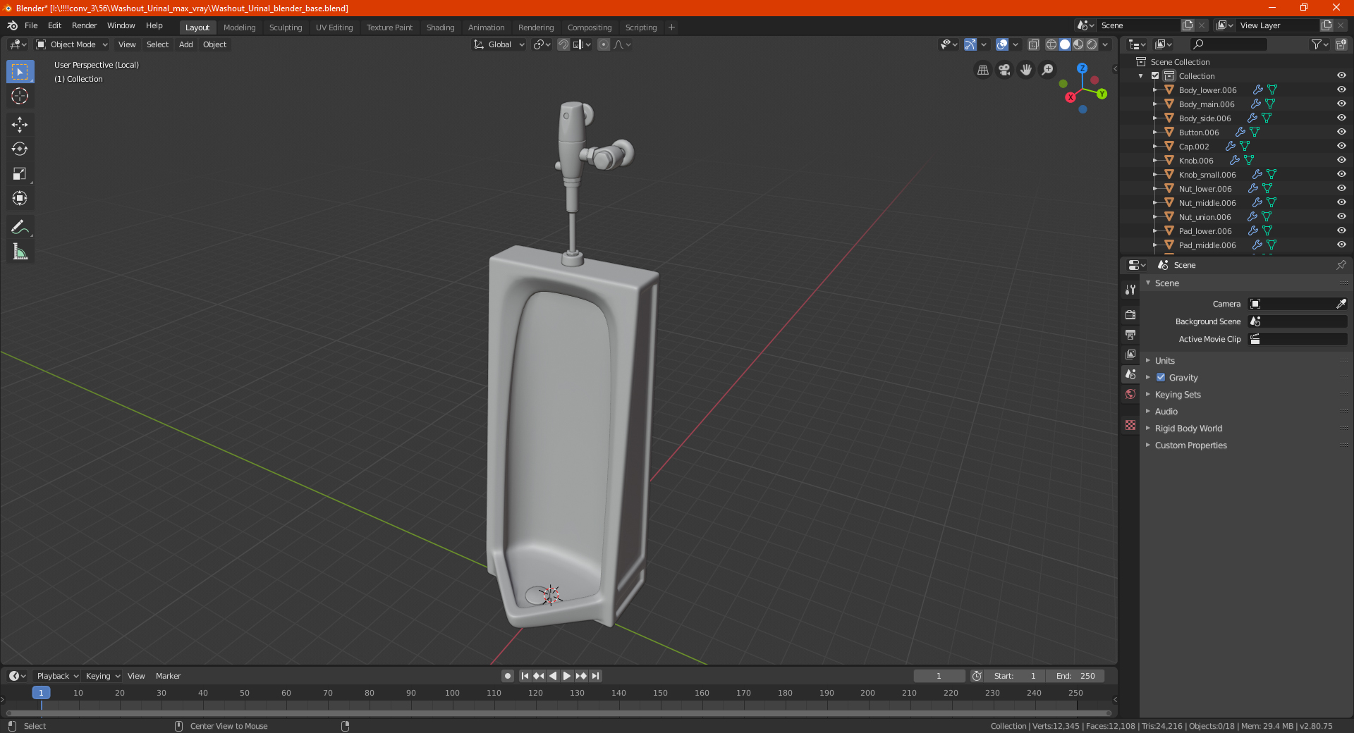 Washout Urinal 3D model