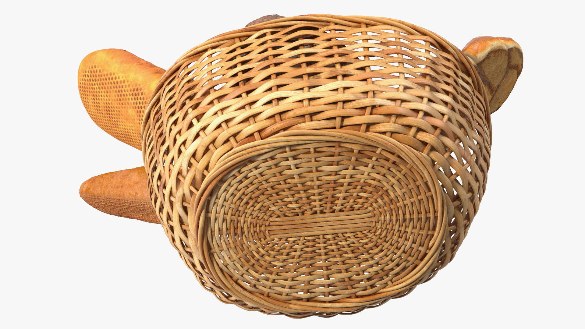 3D Straw Basket with Bread model
