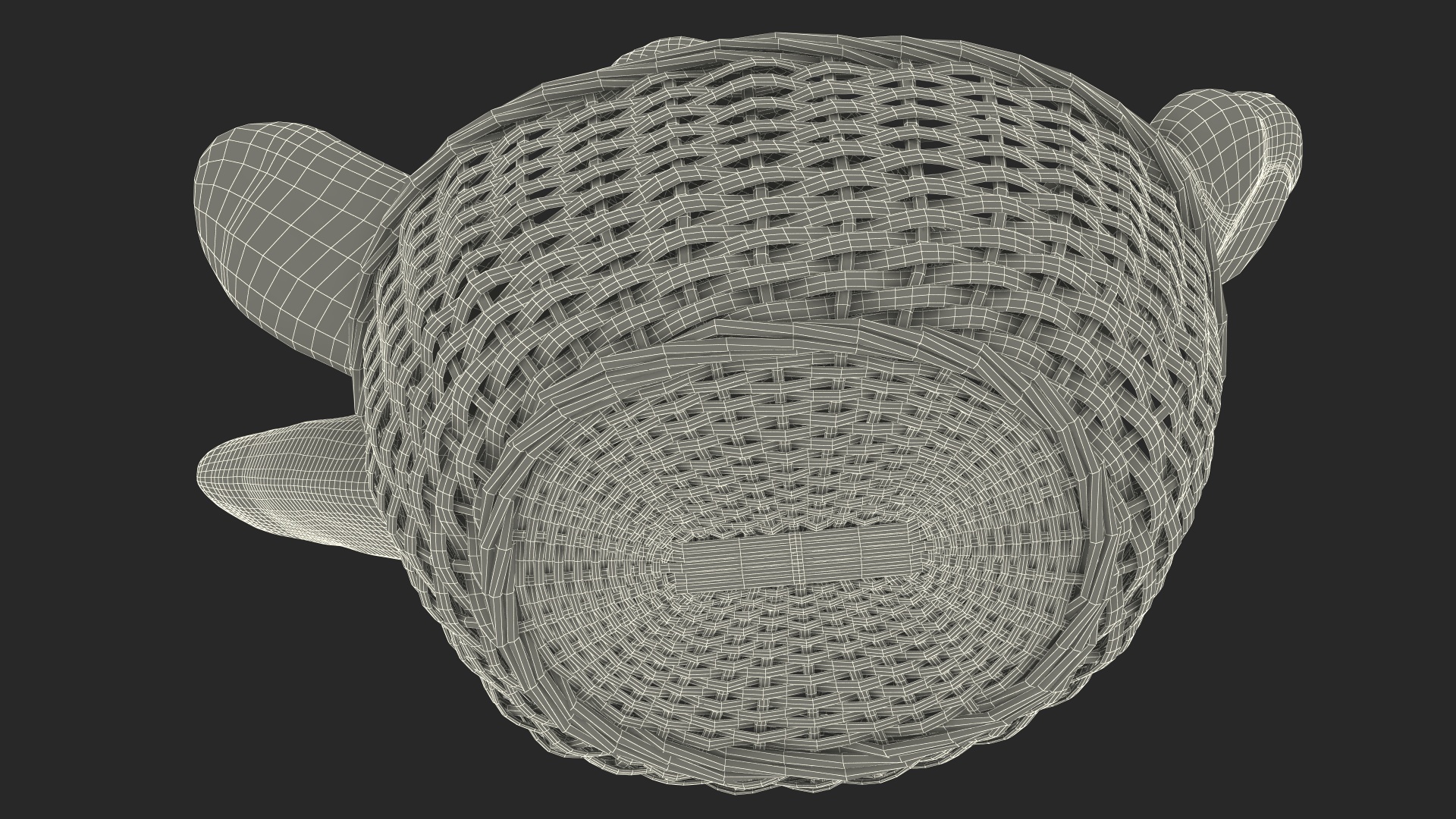 3D Straw Basket with Bread model
