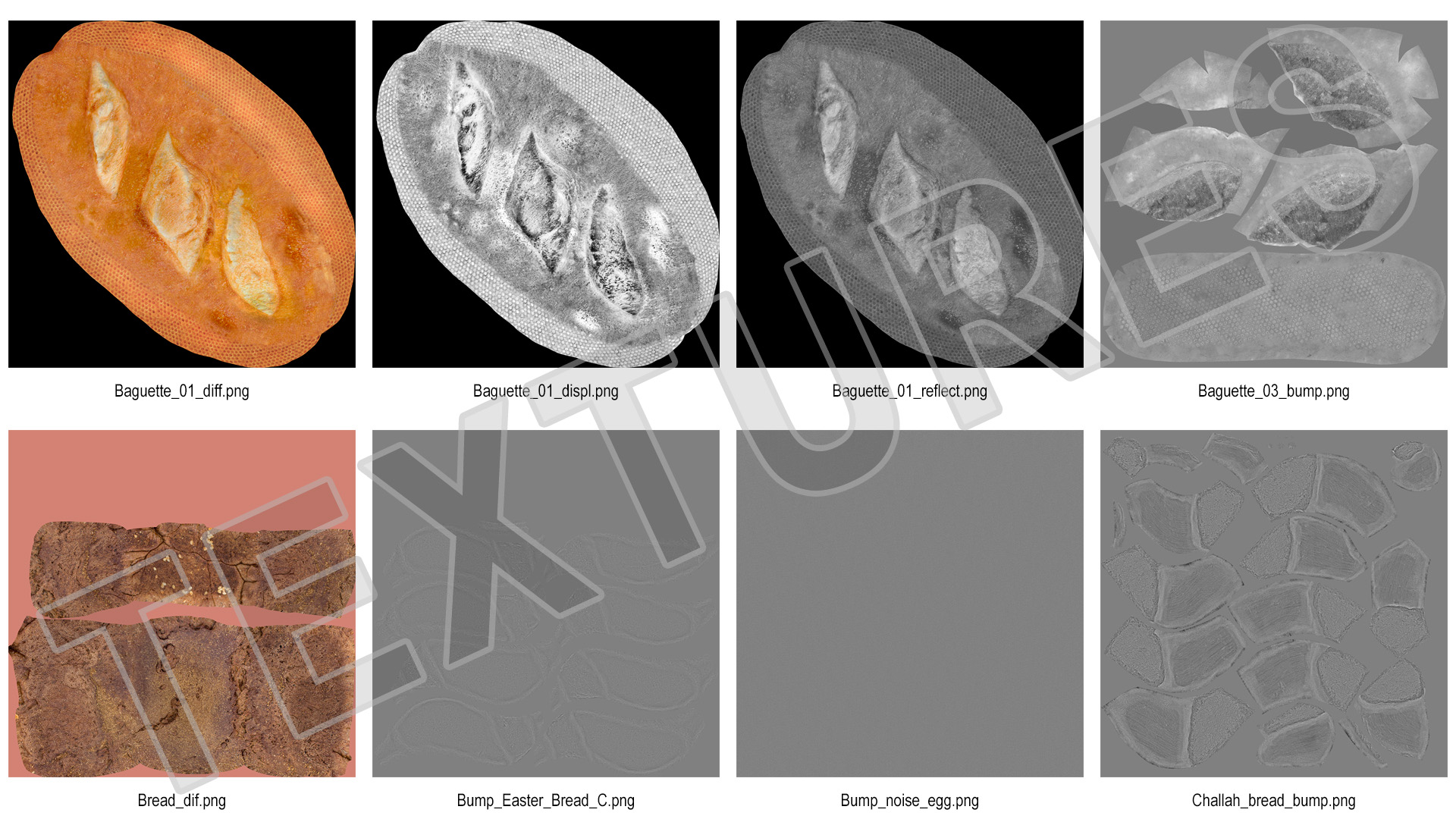3D Straw Basket with Bread model