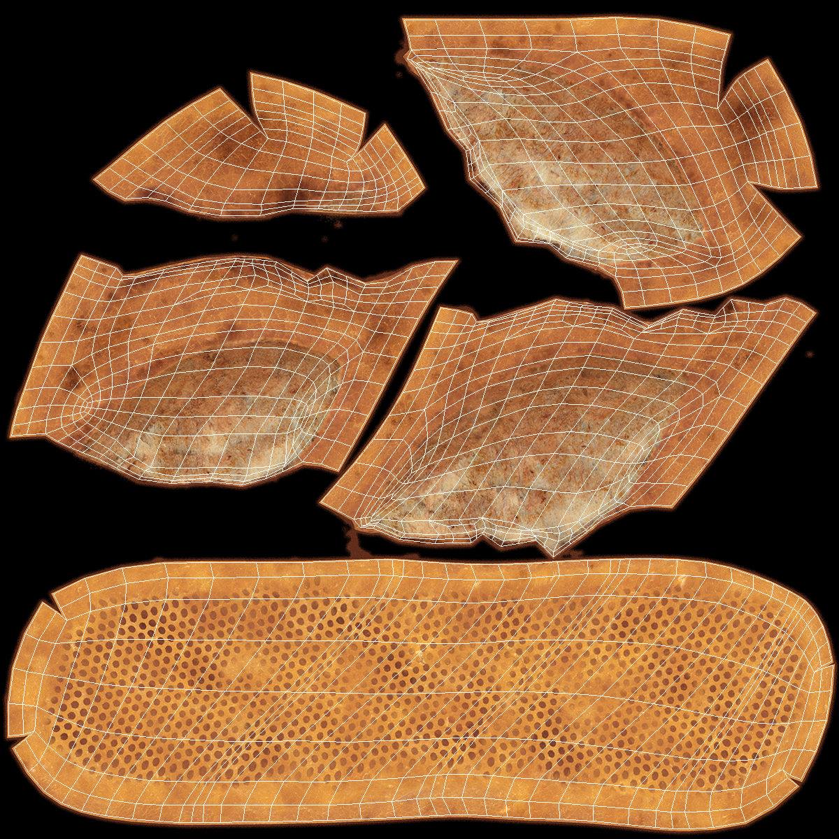 3D Straw Basket with Bread model