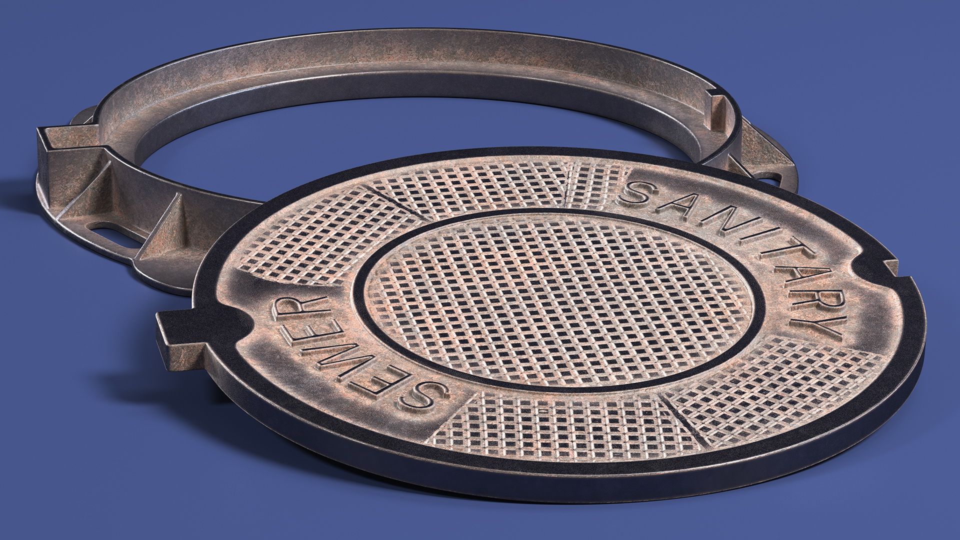 3D Steel Sewer Manhole Old model