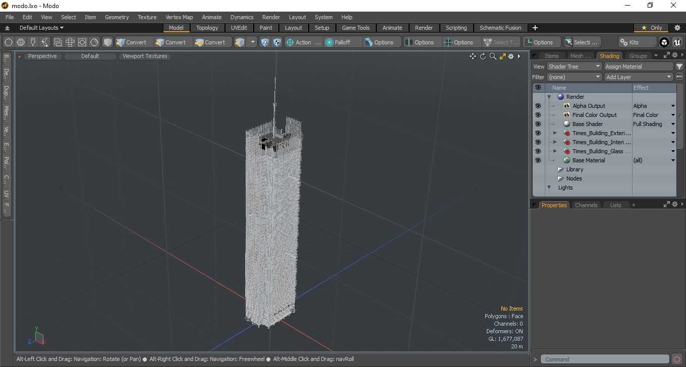 3D model New York Times Tower Lights On