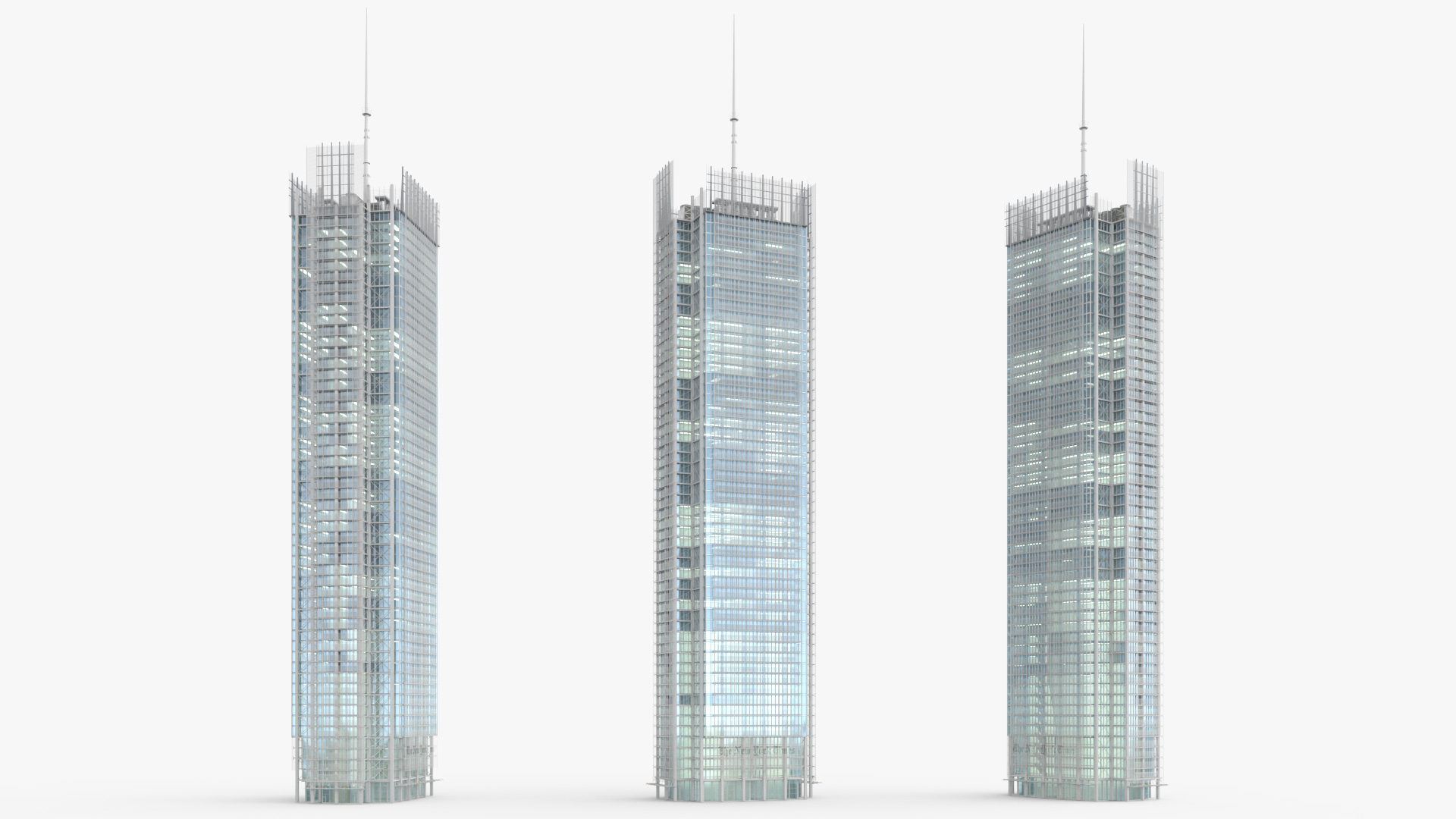 3D model New York Times Tower Lights On