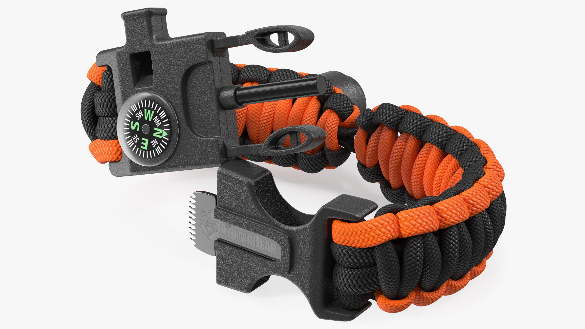 Atomic Bear Cobra Survival Bracelet Orange 3D