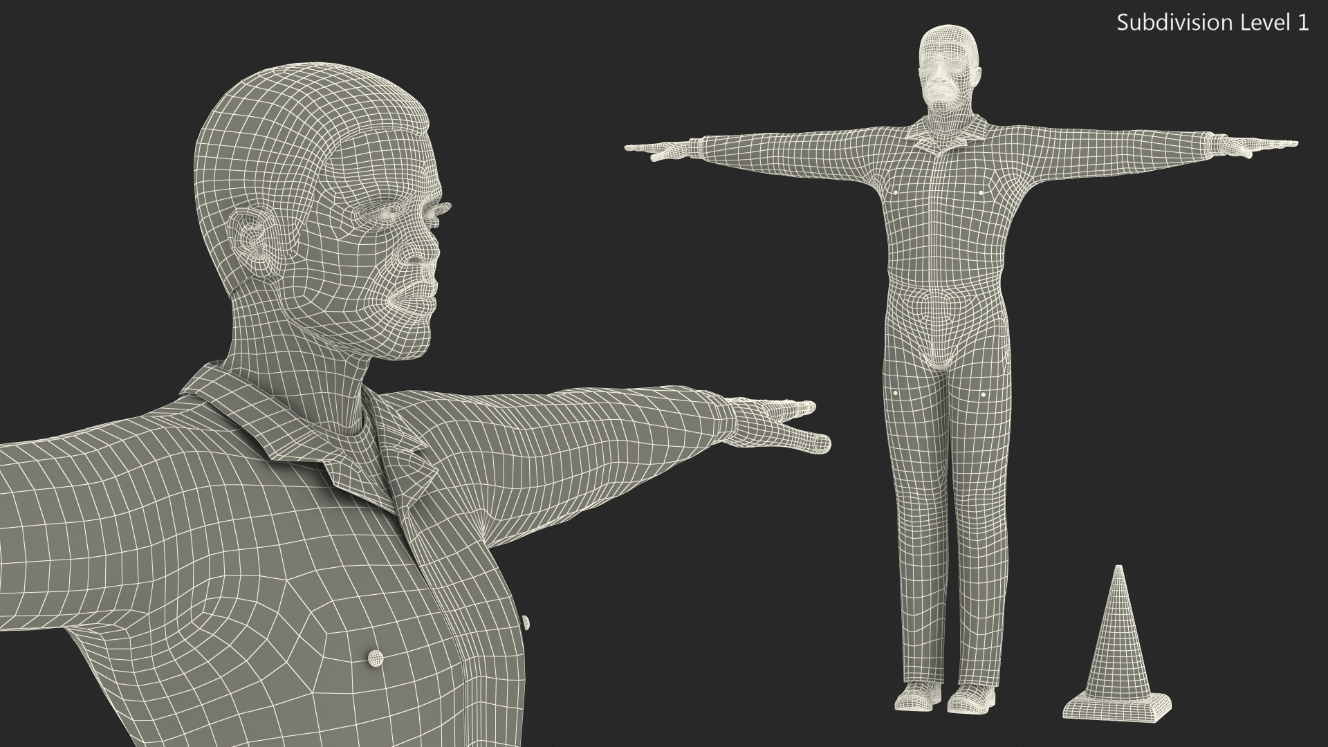 3D model African American Road Worker T Pose