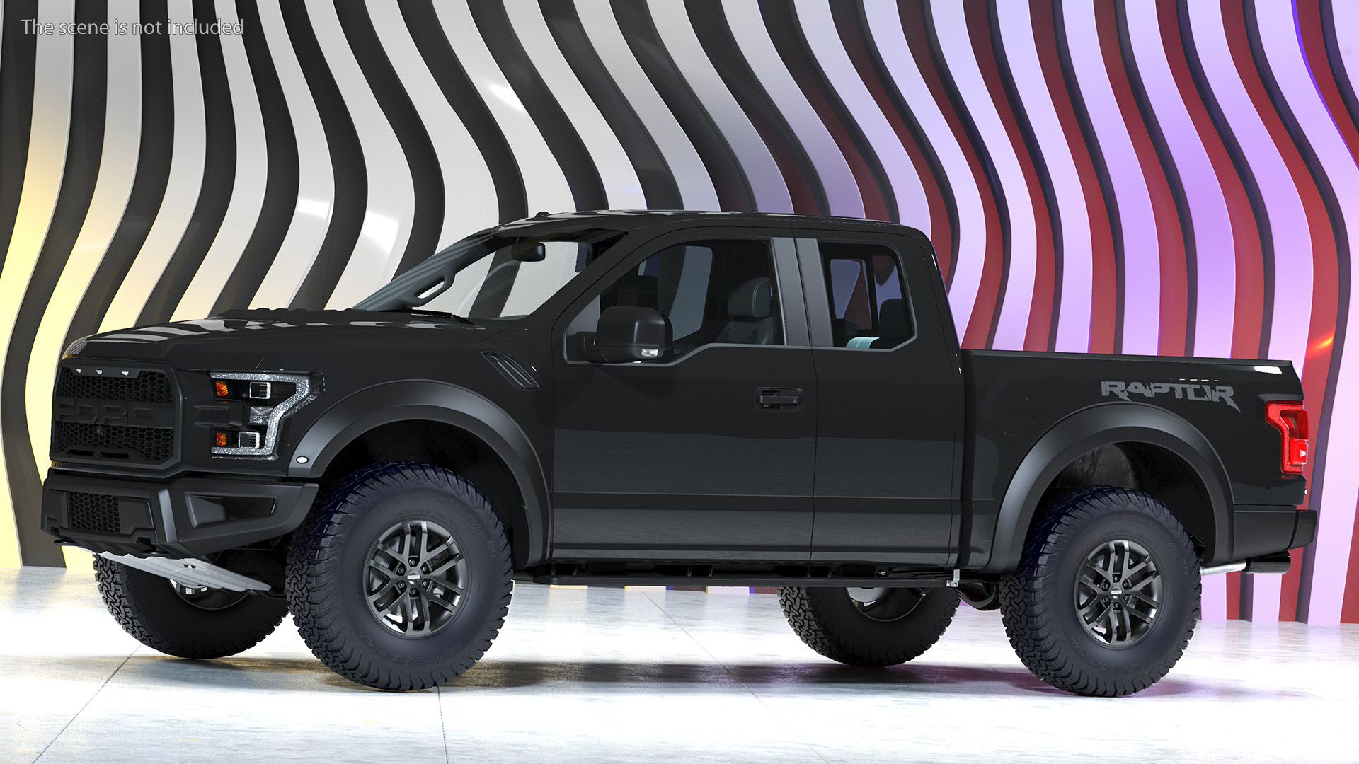 Ford F-150 Raptor 2017 Black Simple Interior 3D model