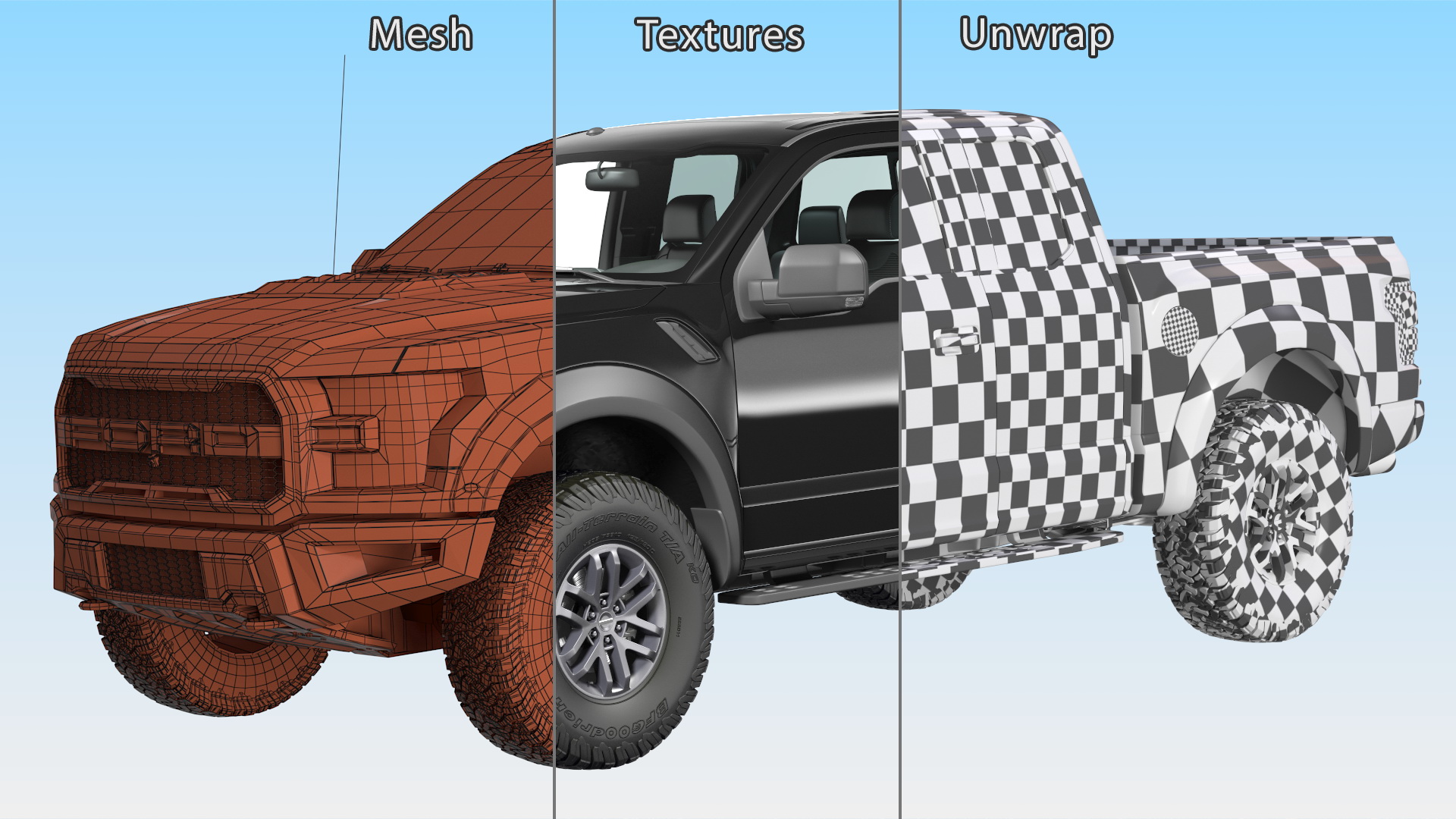 Ford F-150 Raptor 2017 Black Simple Interior 3D model