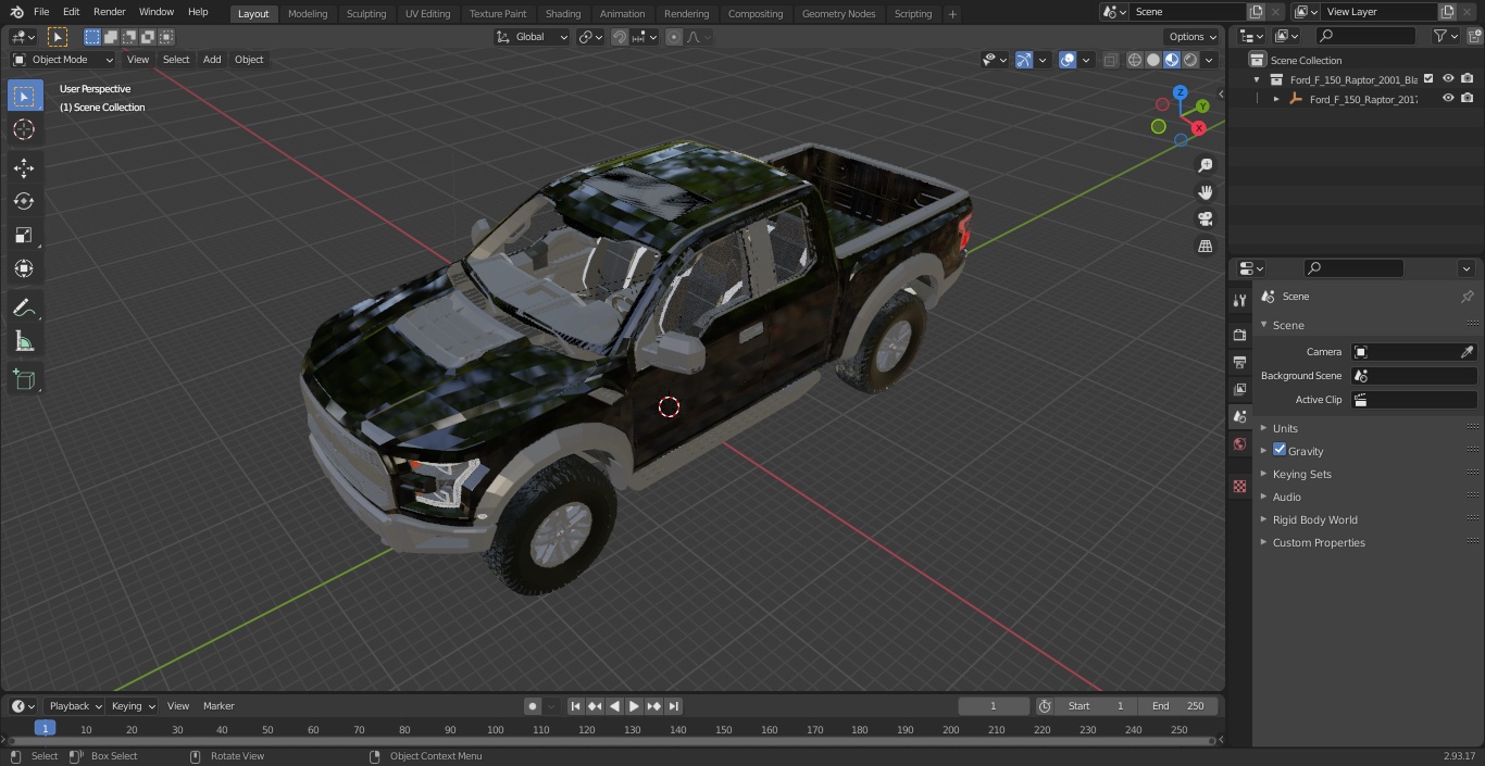 Ford F-150 Raptor 2017 Black Simple Interior 3D model