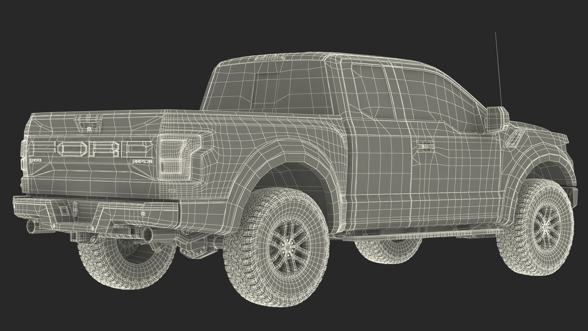 Ford F-150 Raptor 2017 Black Simple Interior 3D model
