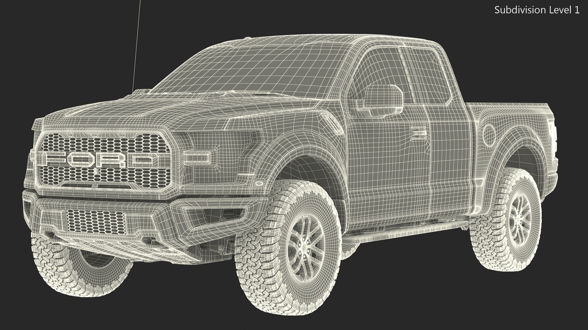 Ford F-150 Raptor 2017 Black Simple Interior 3D model