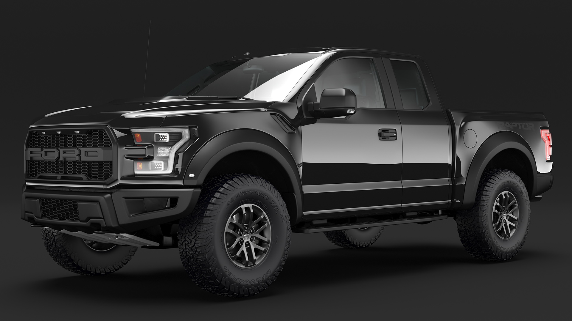 Ford F-150 Raptor 2017 Black Simple Interior 3D model
