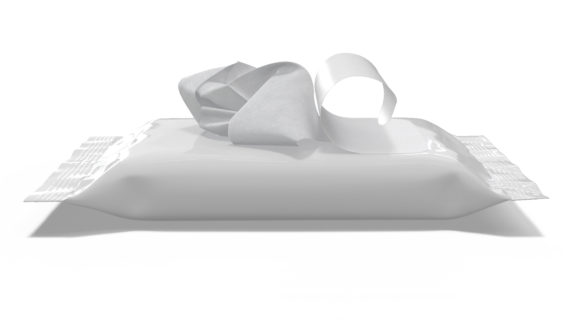 Pack of Wet Wipes with Napkin Sticking Out 3D