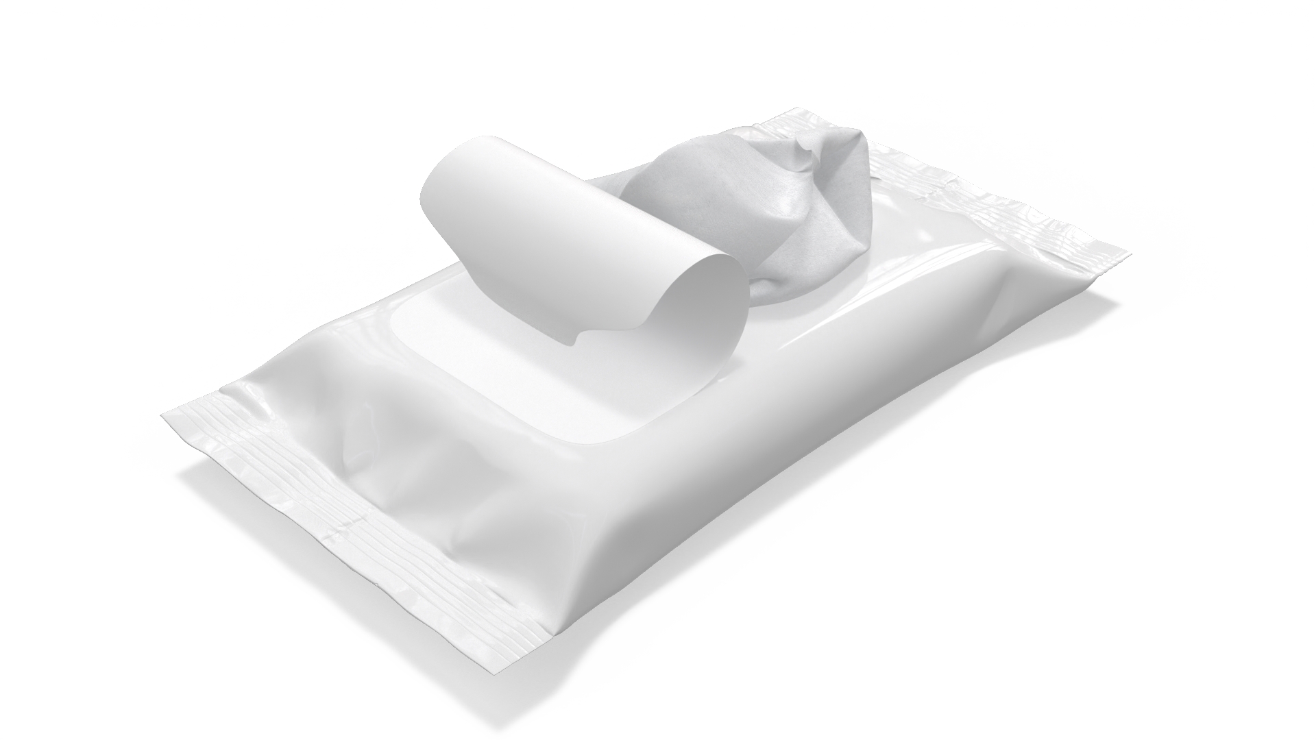 Pack of Wet Wipes with Napkin Sticking Out 3D