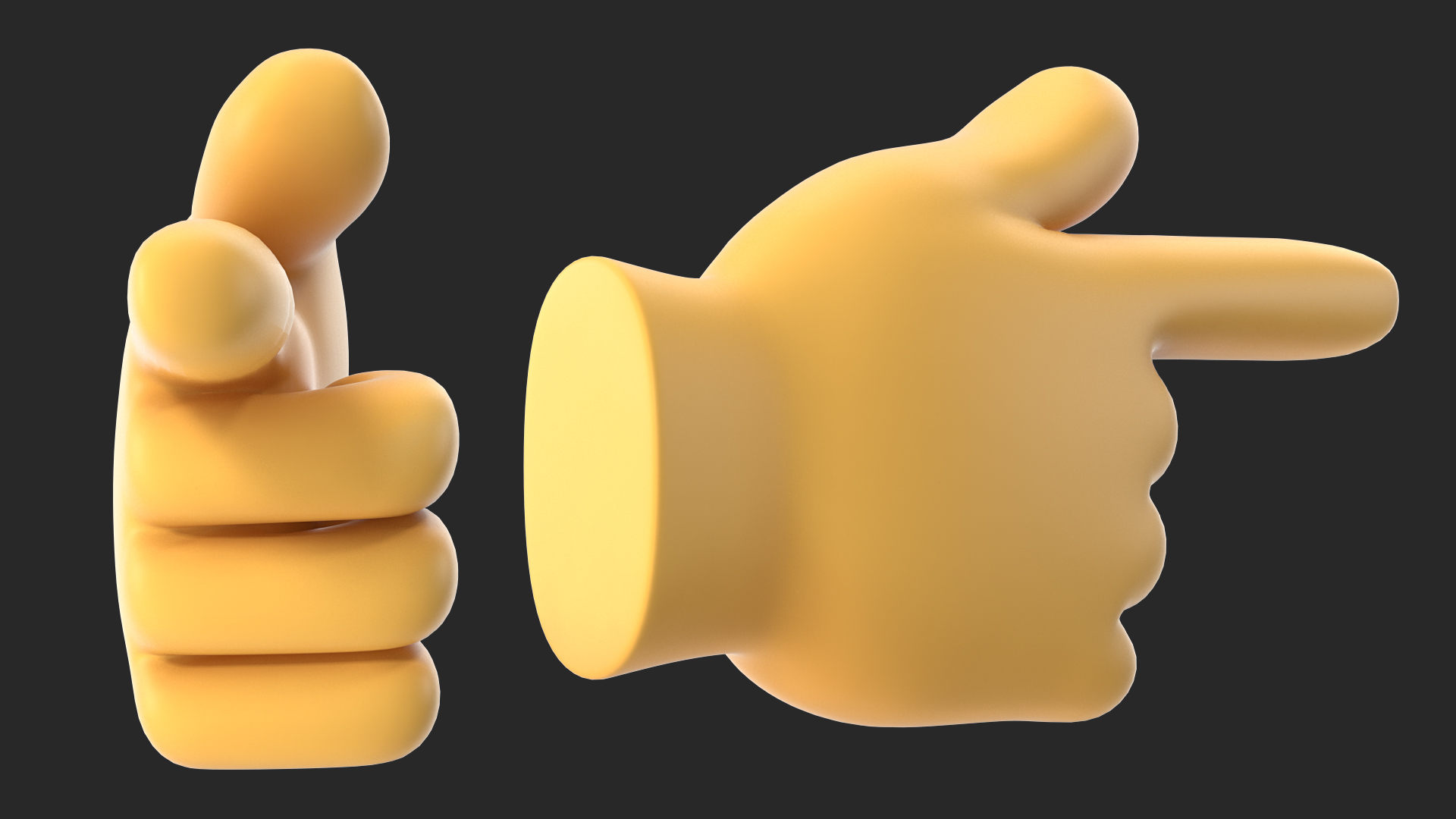 3D model Backhand Index Pointing Right Emoji
