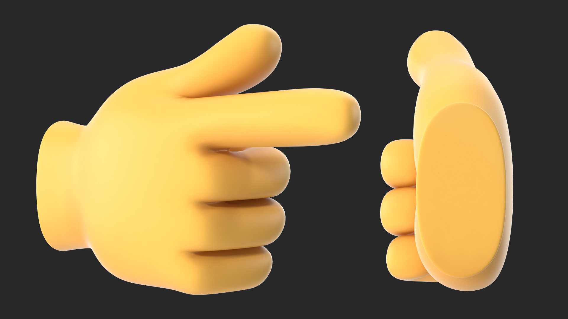 3D model Backhand Index Pointing Right Emoji