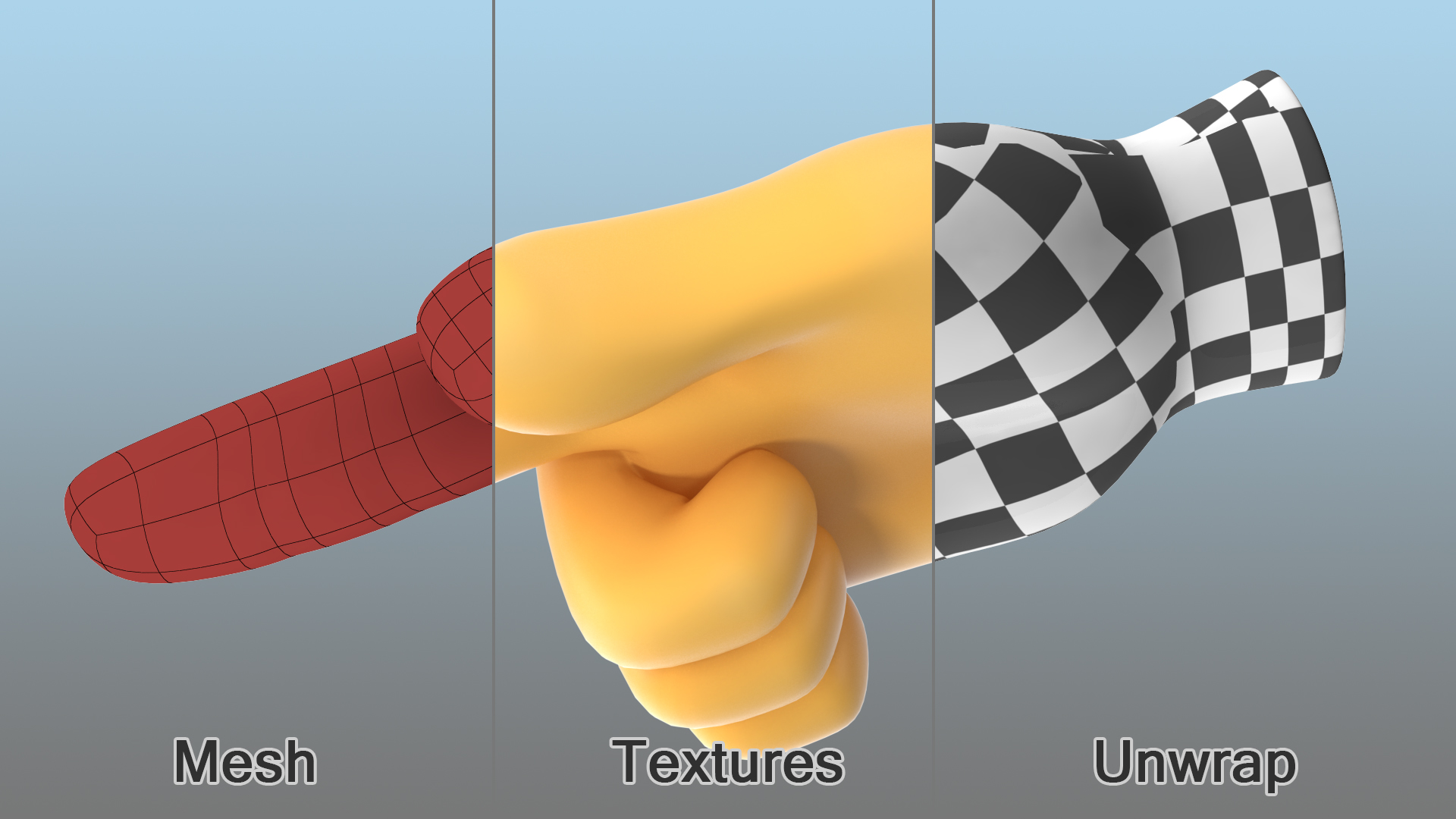 3D model Backhand Index Pointing Right Emoji