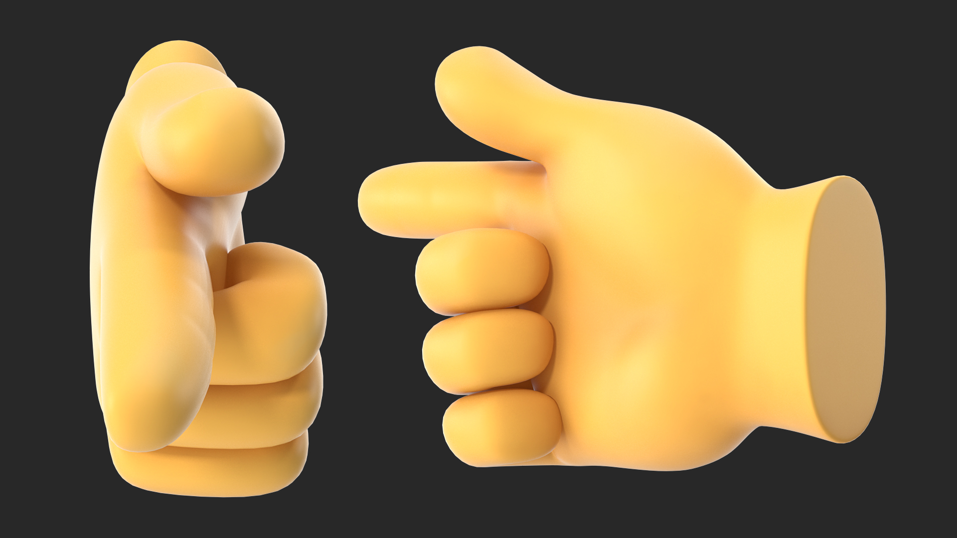 3D model Backhand Index Pointing Right Emoji