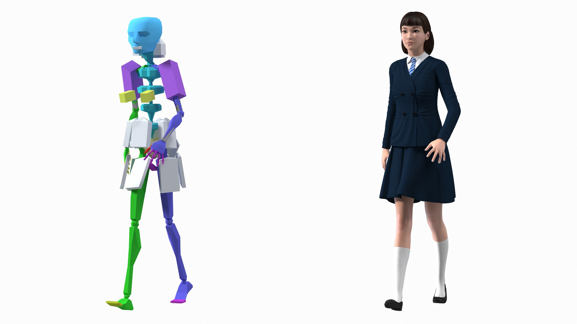 3D model Chinese Schoolgirl Rigged