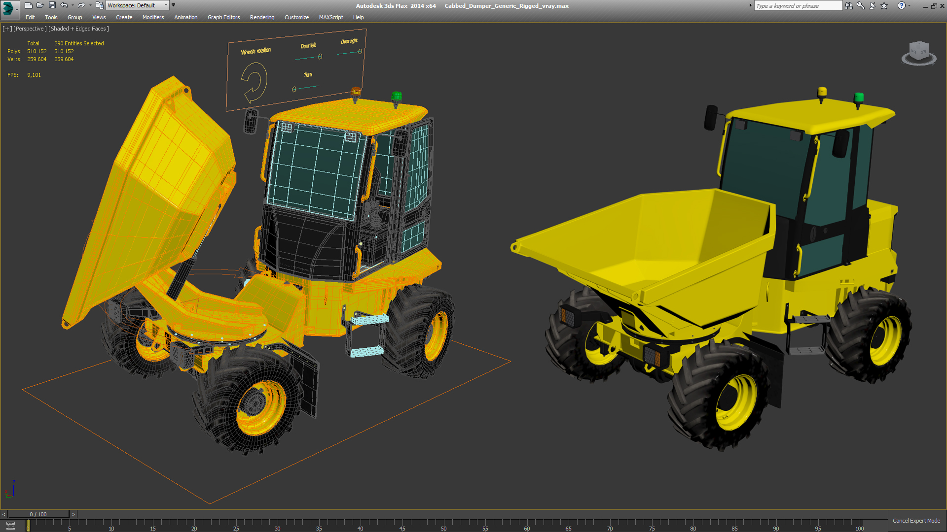 3D Cabbed Dumper Generic Rigged model