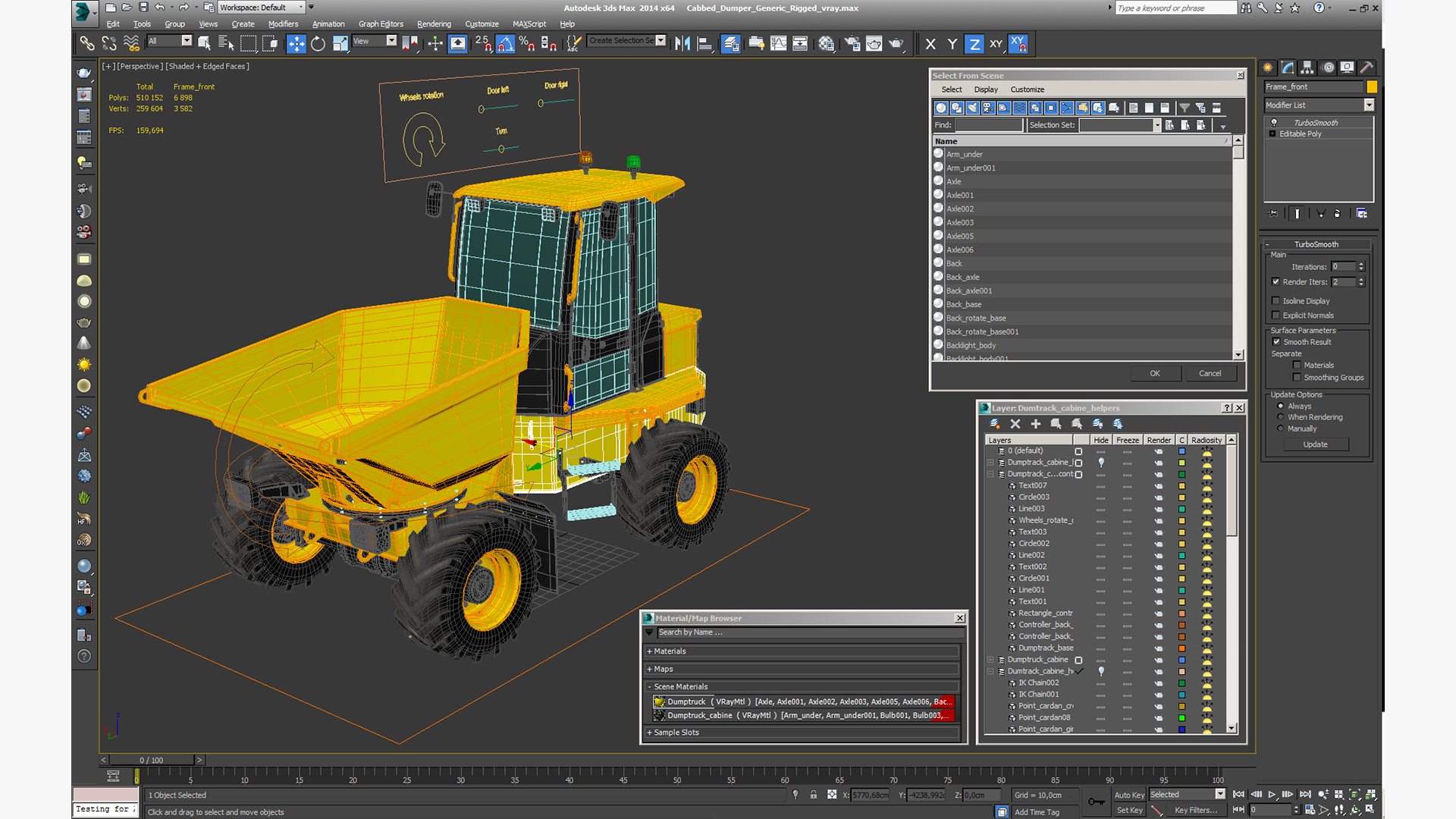3D Cabbed Dumper Generic Rigged model