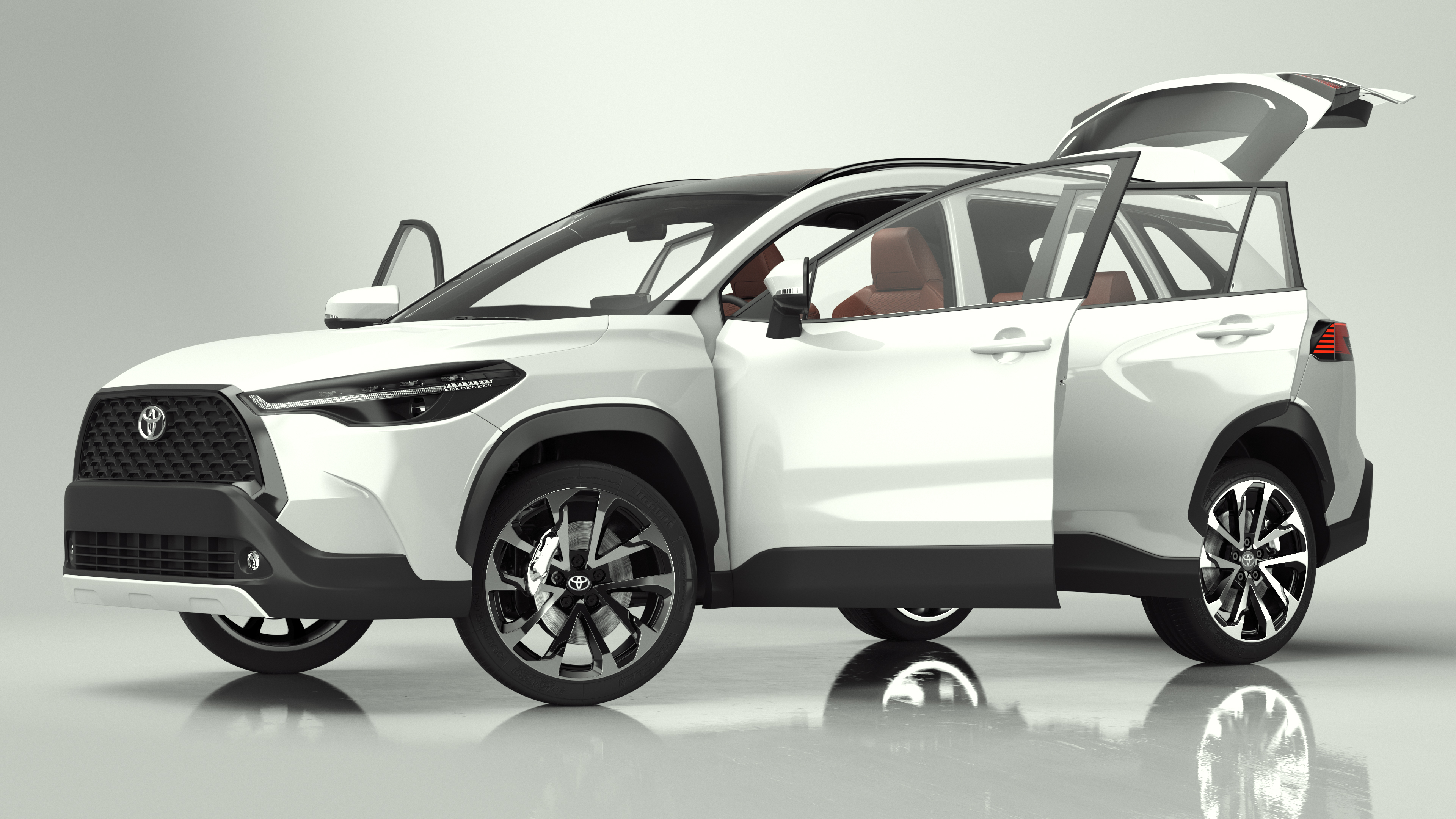 Toyota Corolla Cross 2023 White Color Rigged 3D model