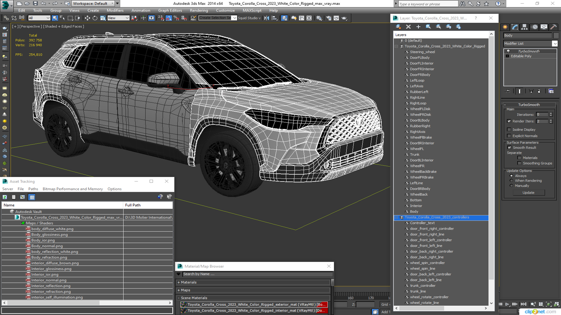 Toyota Corolla Cross 2023 White Color Rigged 3D model
